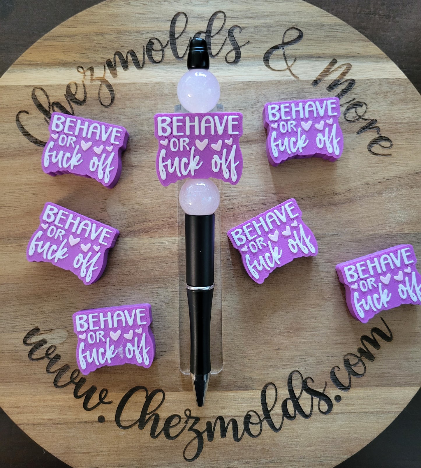 CE 3d printed focal bead-Behave or f*ck off