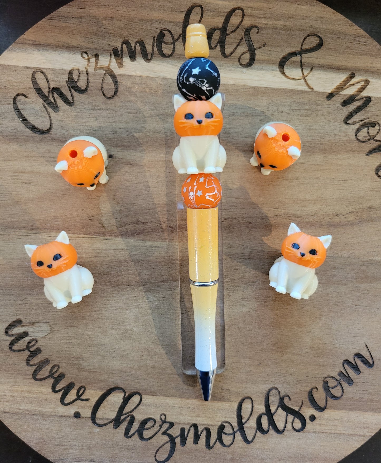 CE 3d printed focal Bead- pumpkin kitty