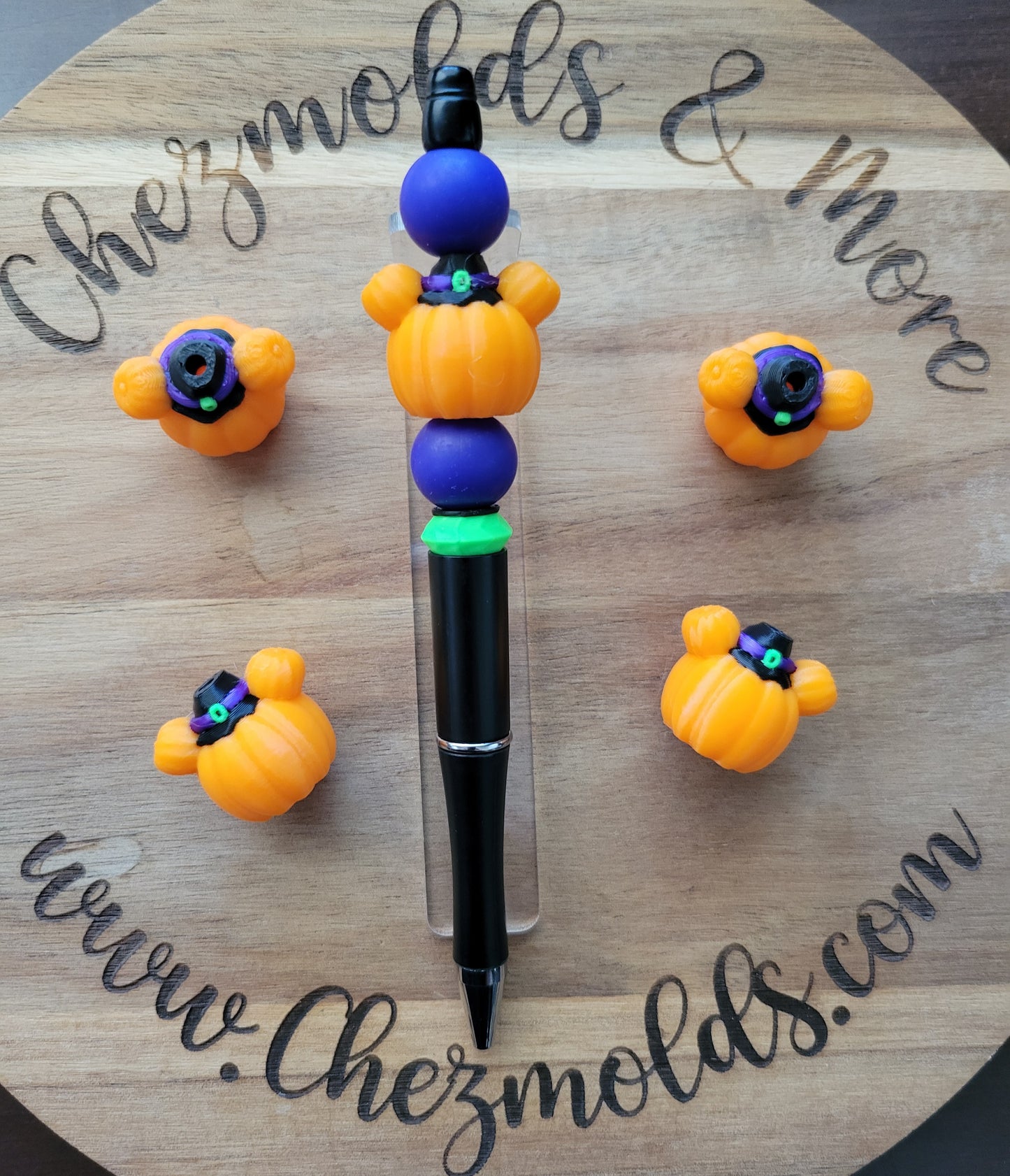CE 3d printed focal Bead-Pumpkin ears witch hat