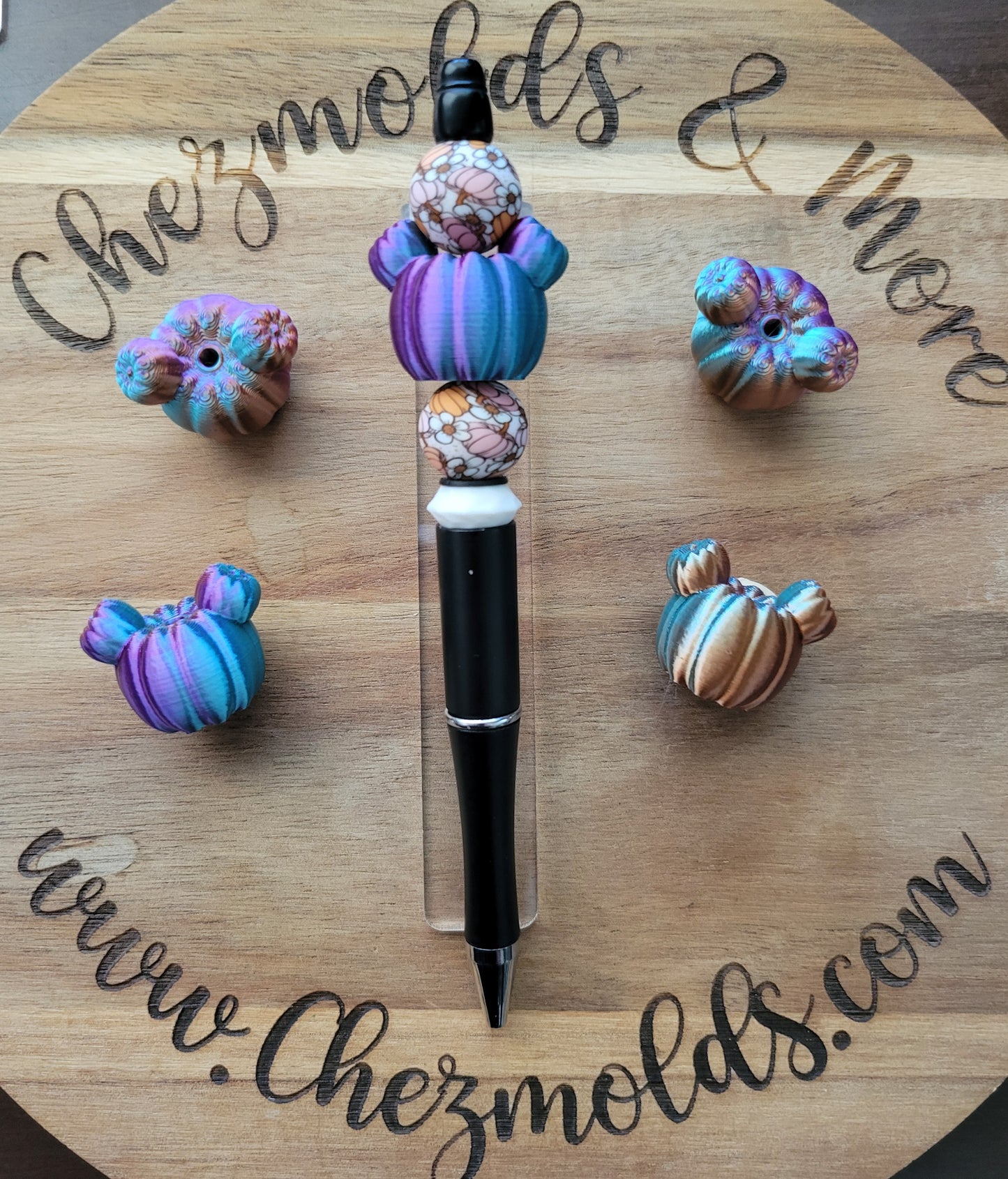 CE 3d printed focal Bead-Multi color pumpkin ears