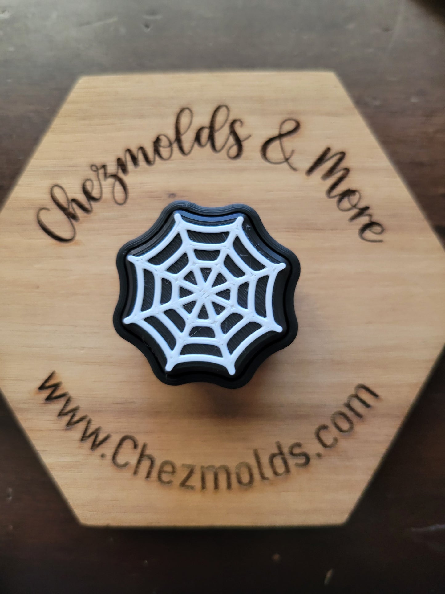 CE 3d printed fidget clicker- with keychain hole -spider web only