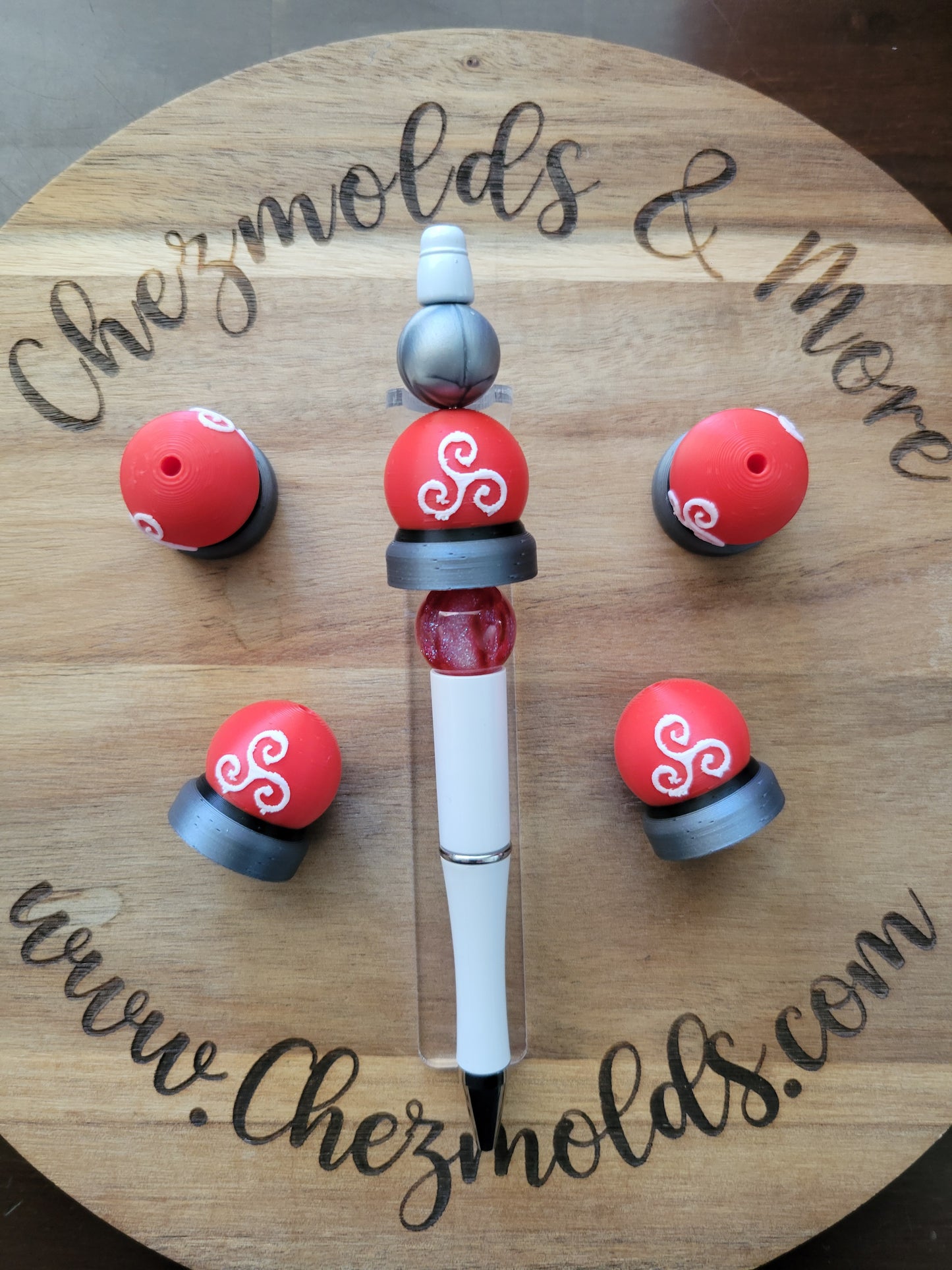 CE 3d printed focal Bead-3d crystal ball- triskelion