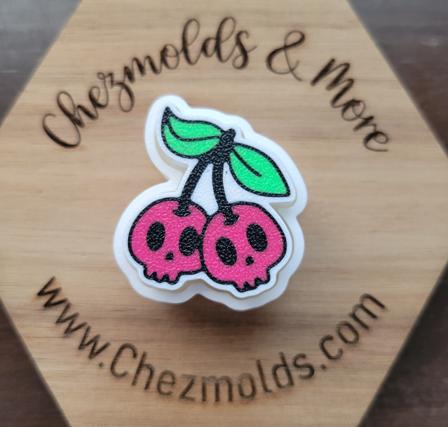 CE 3d printed fidget clicker- with keychain hole -skull cherries