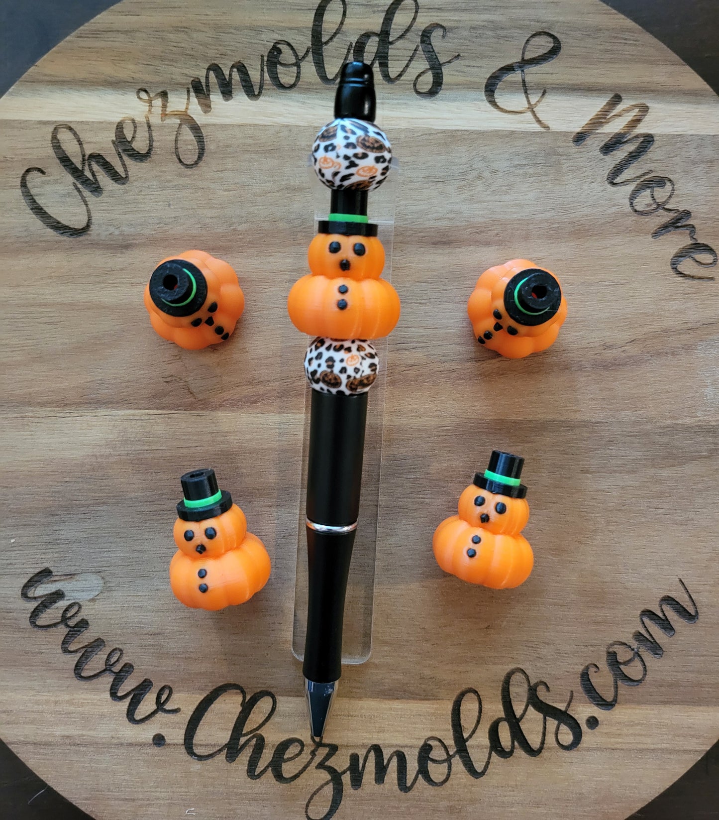 CE 3d printed focal Bead-Pumpkin snowman