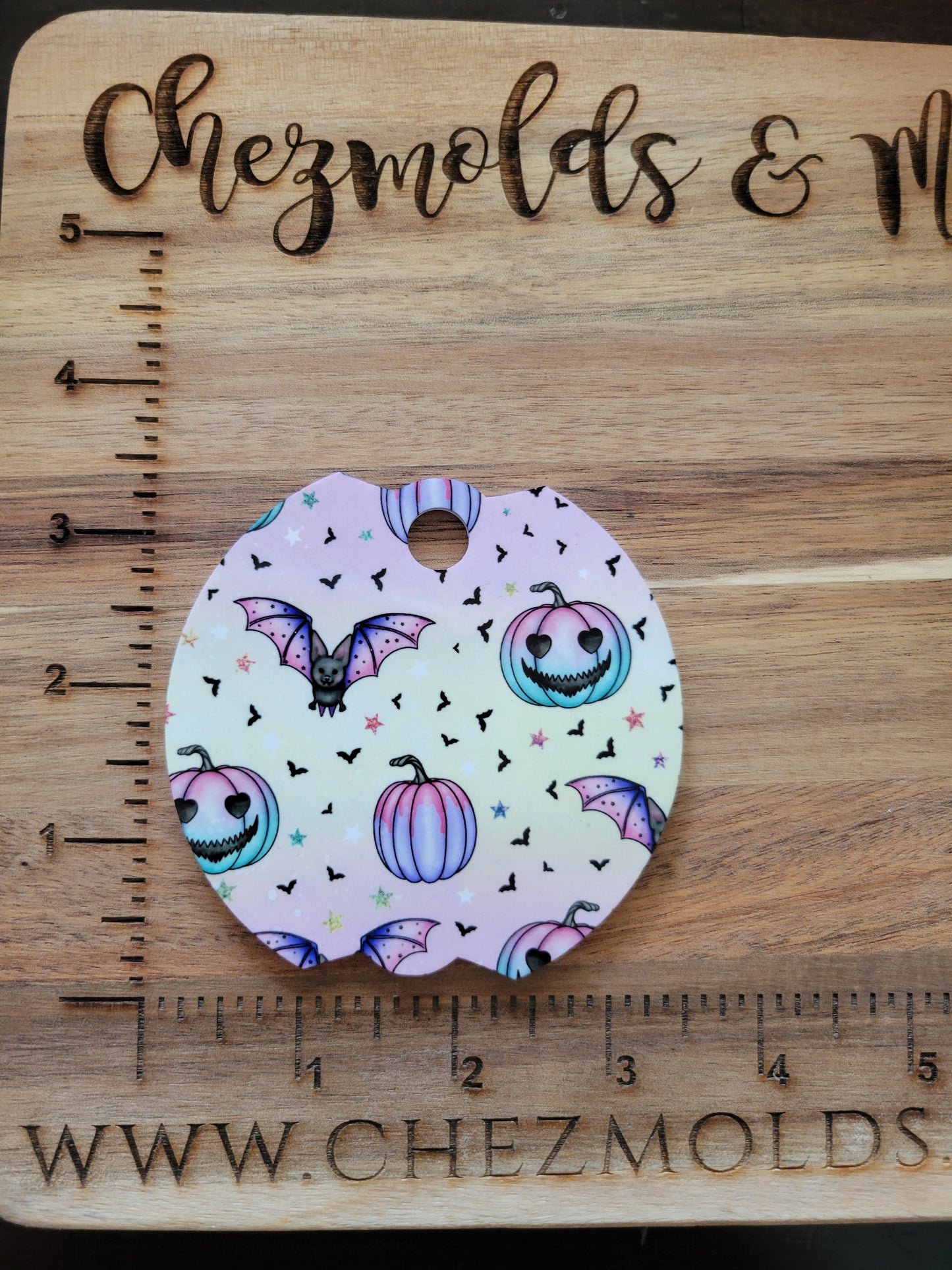 CE printed Acrylic 40oz topper plate-goth pumpkin and bats