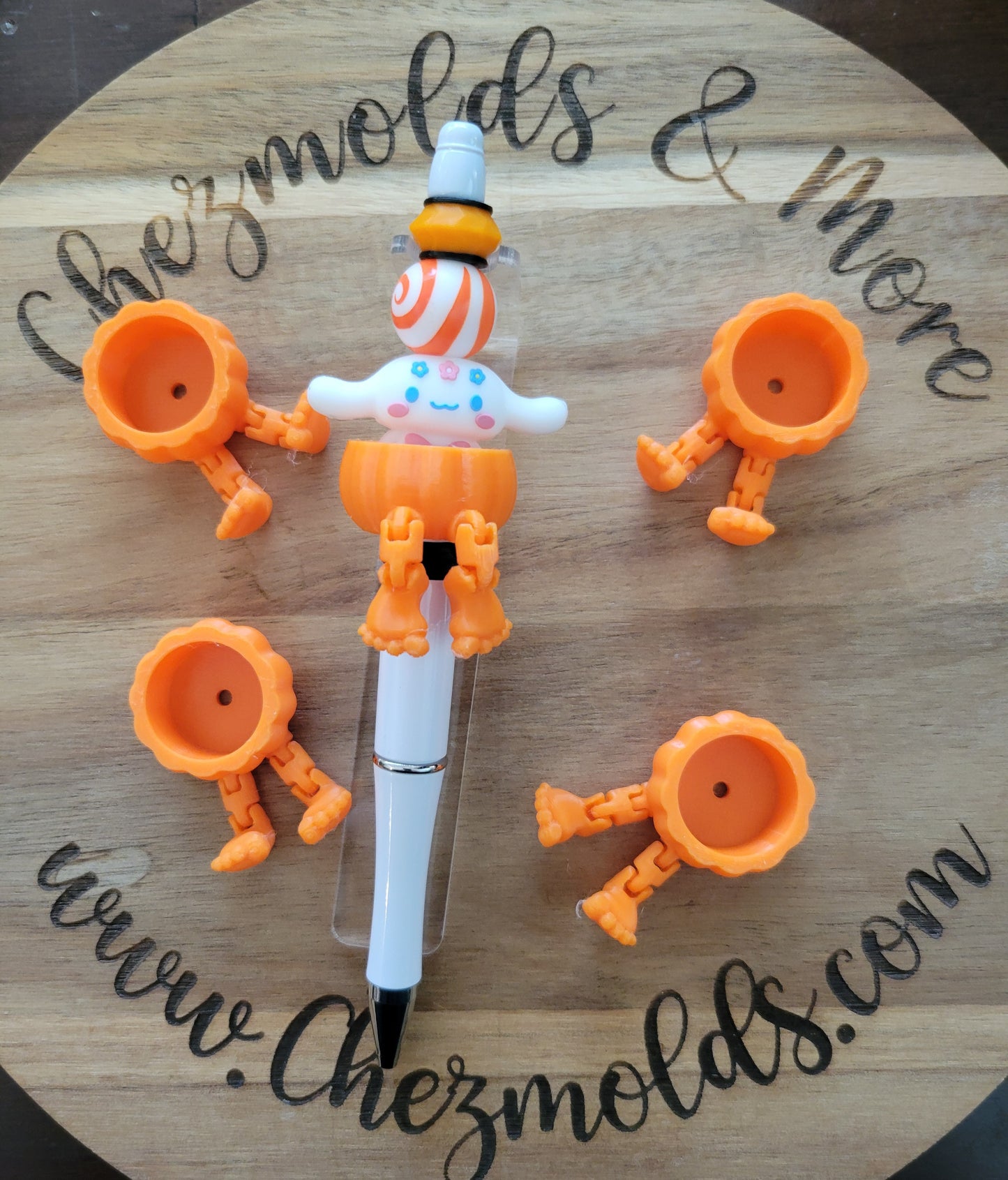 CE 3d printed focal Bead- Hollow pumpkin kicker ( flexy feet )