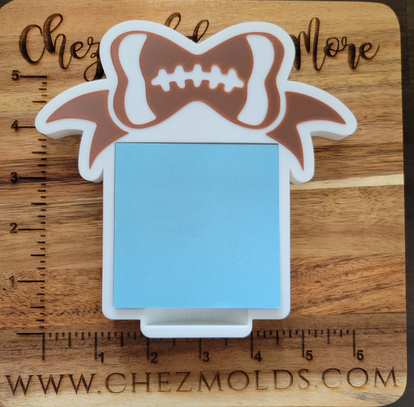 CE 3d printed post it note holder- football bow