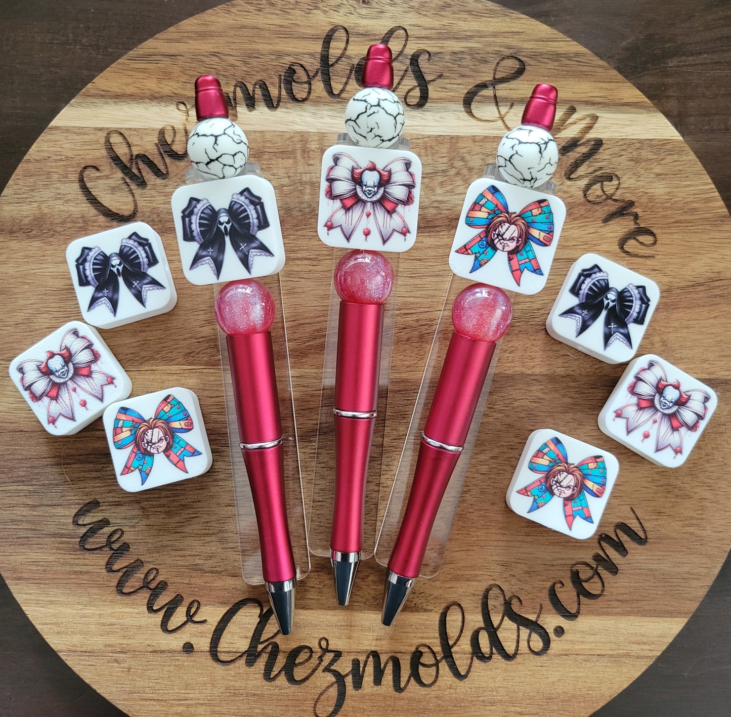 CE 3d printed focal Bead-mini horror bow square