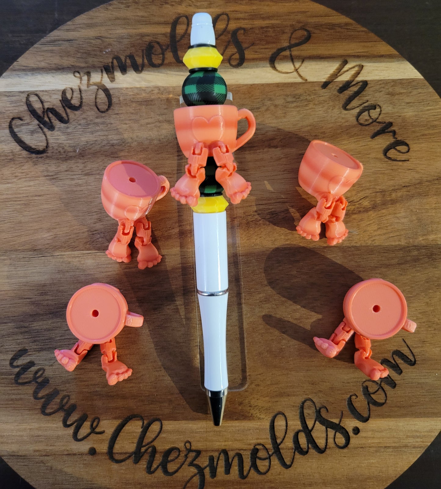 CE 3d printed focal Bead- Cozy sunset tea kicker ( flexy feet )