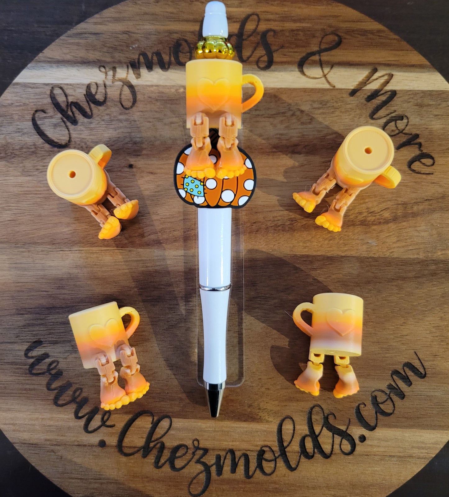 CE 3d printed focal Bead- Fall coffee kicker ( flexy feet )