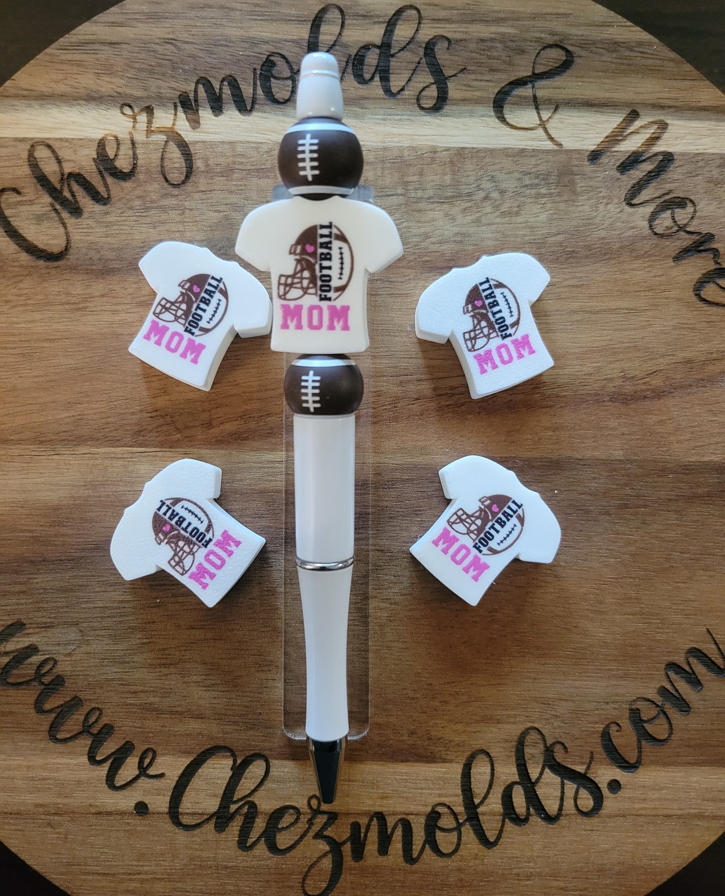 CE 3d printed focal Bead-Football mom jersey