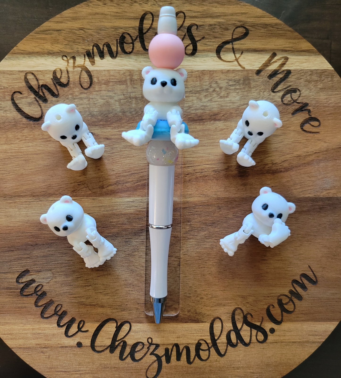 CE 3d printed focal Bead- Polar bear kicker ( flexy feet )