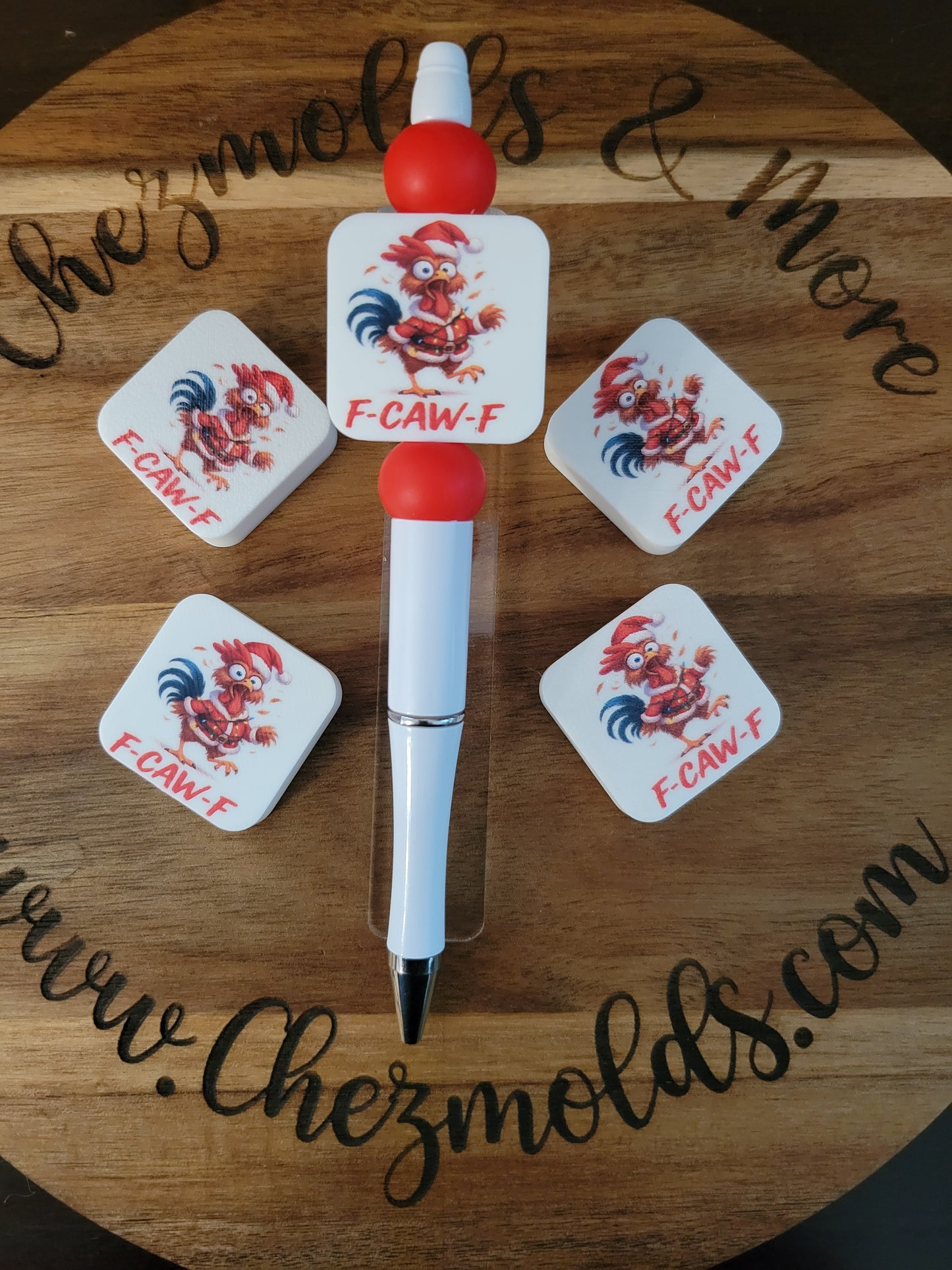 CE 3d printed focal Bead-F-CAW-F christmas chicken