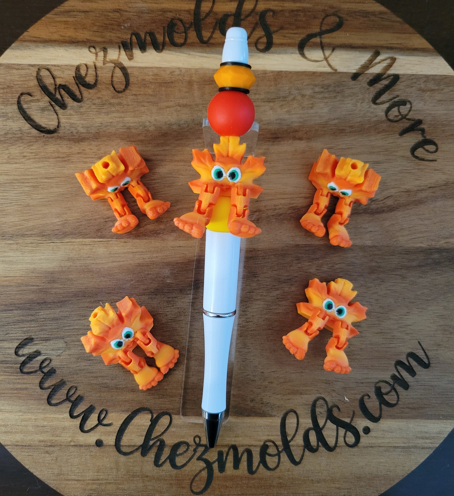 CE 3d printed focal Bead-Cutie fall leaf kicker ( flexy feet )