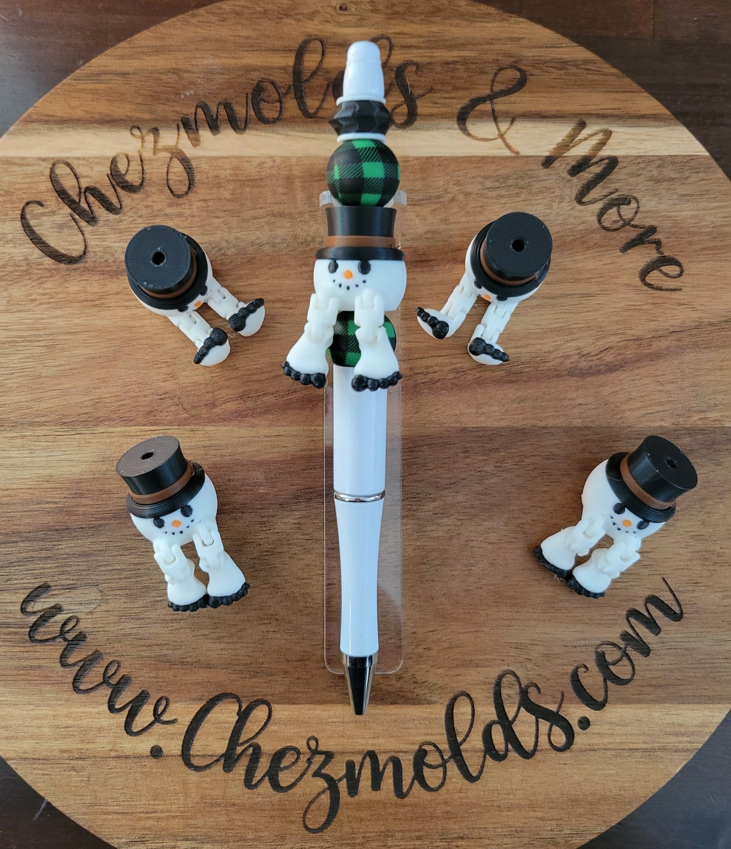 CE 3d printed focal Bead- Snowball with hat kicker ( flexy feet )