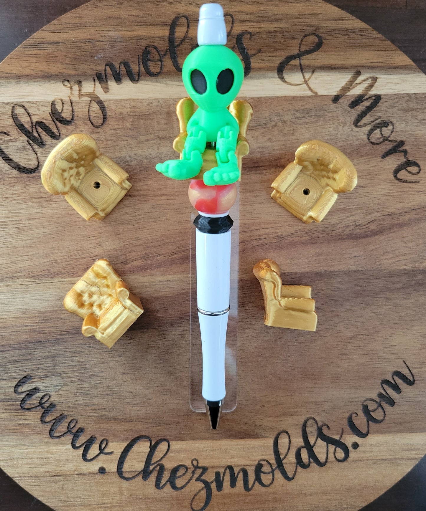 CE 3d printed focal Bead- Golden arm chair