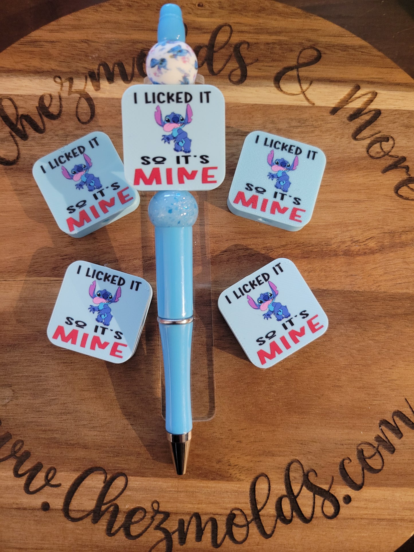 CE 3d printed focal Bead- i Iicked it blue alien