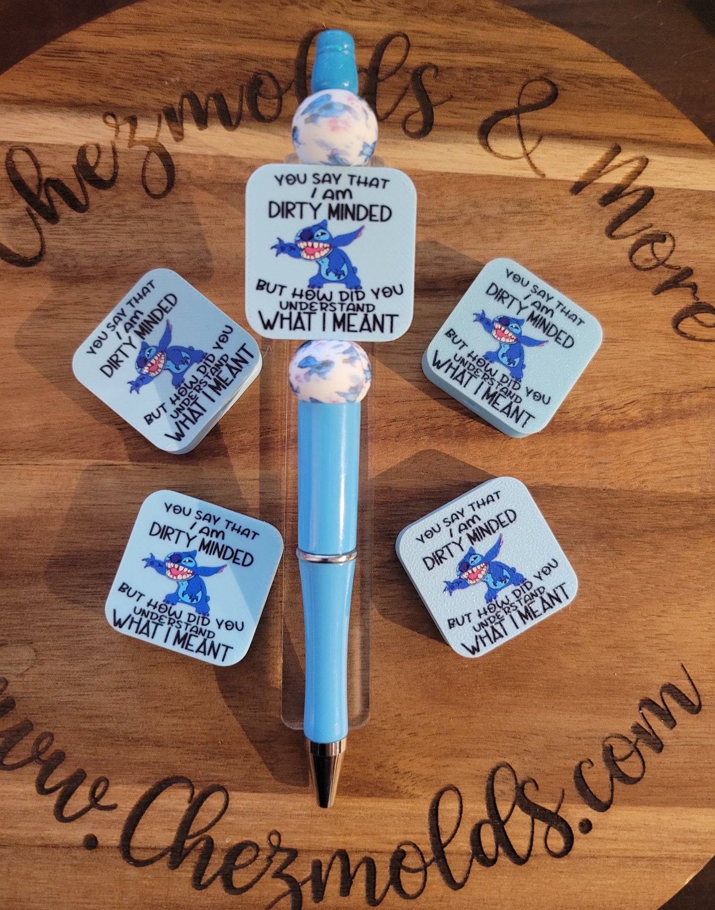 CE 3d printed focal Bead- Dirty mind blue alien