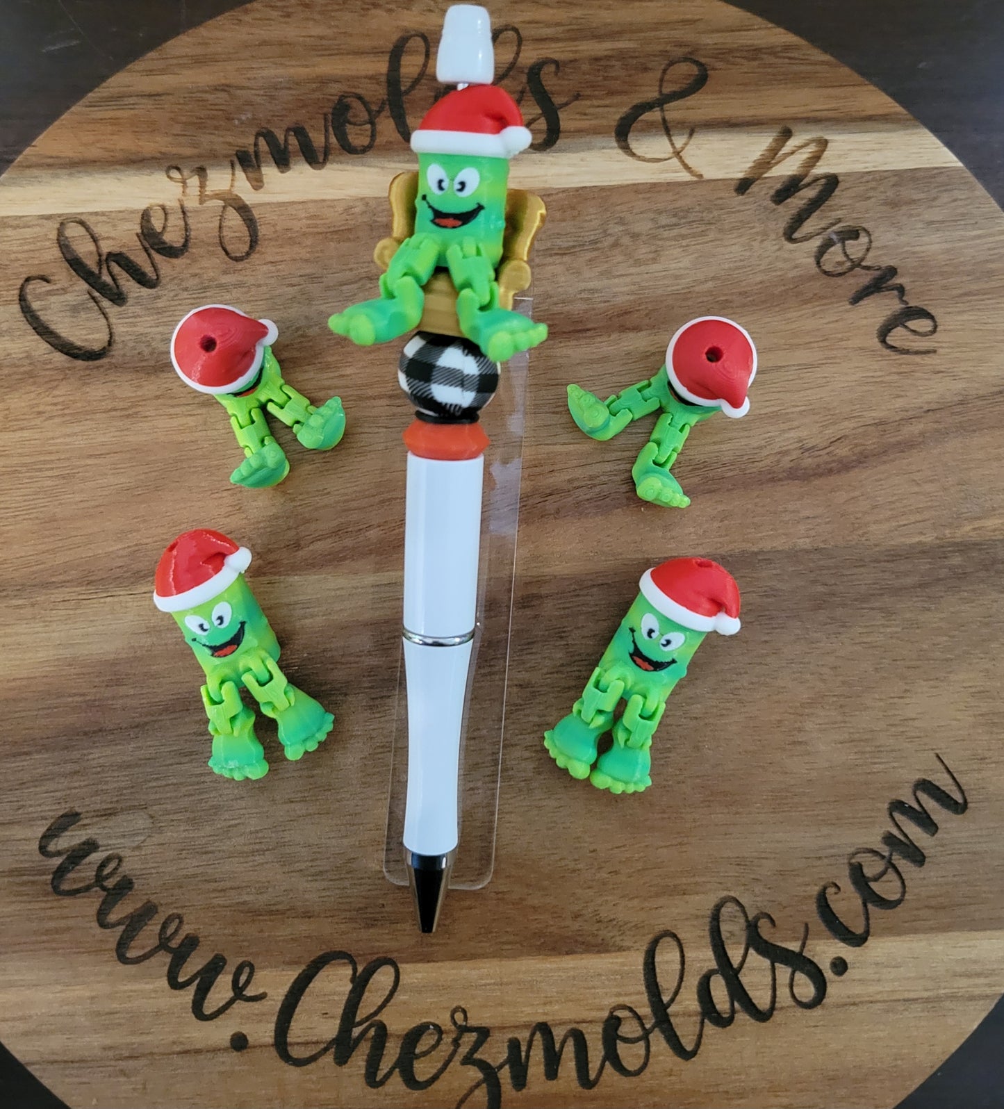 CE 3d printed focal Bead- Christmas Pickle kicker ( flexy feet )
