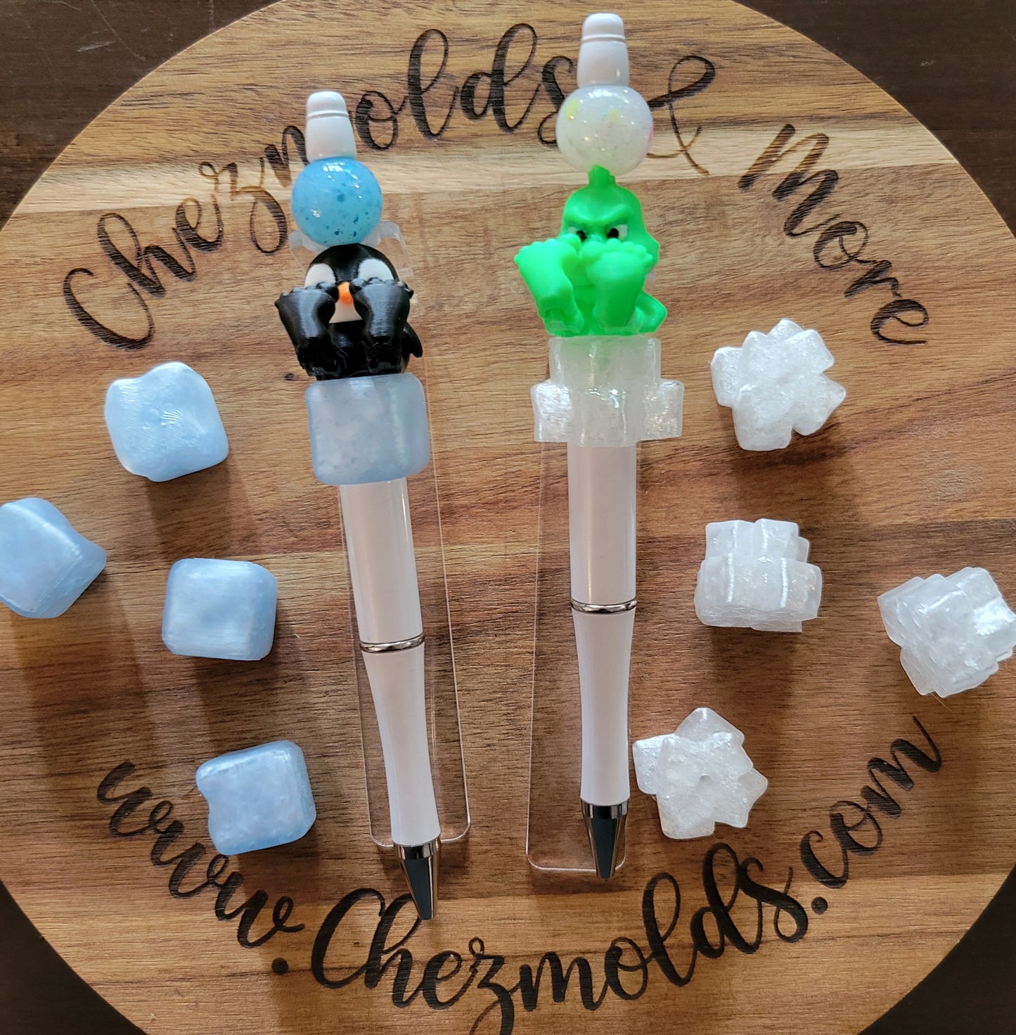 CE 3d printed focal Bead- Ice cubes