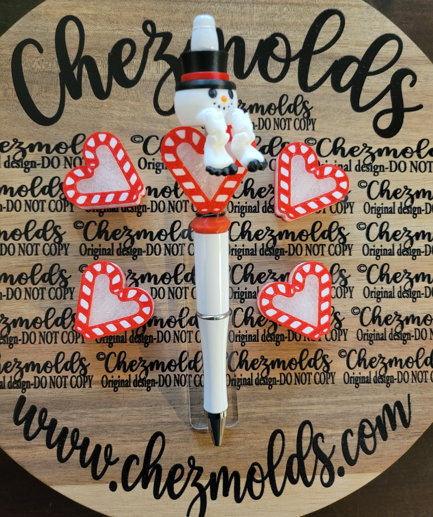 CE 3d printed focal Bead-Candy cane love