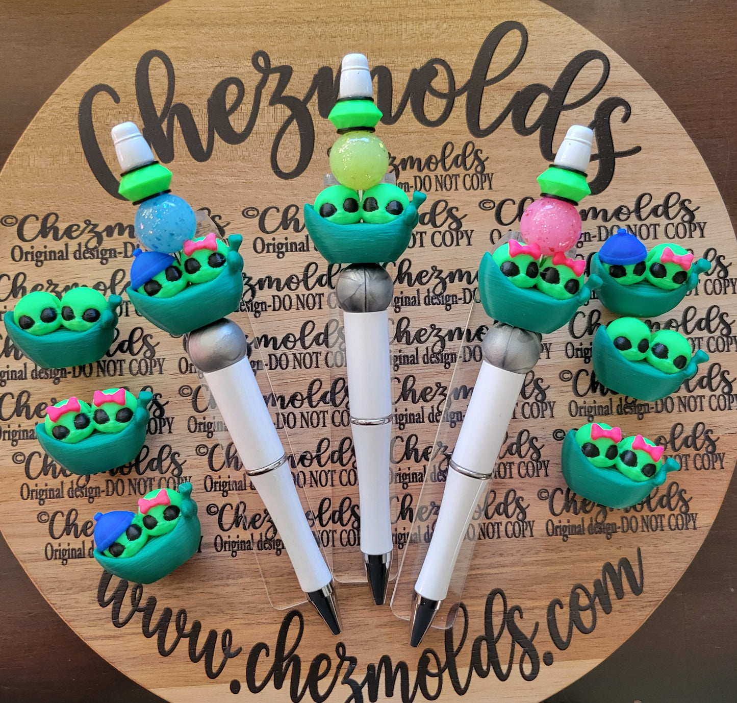 3D printed focal Bead- Lil Green Peas- in a pod