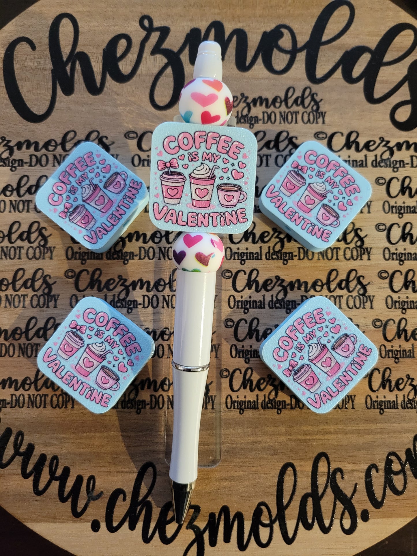 CE 3d printed focal Bead - coffee is my valentine