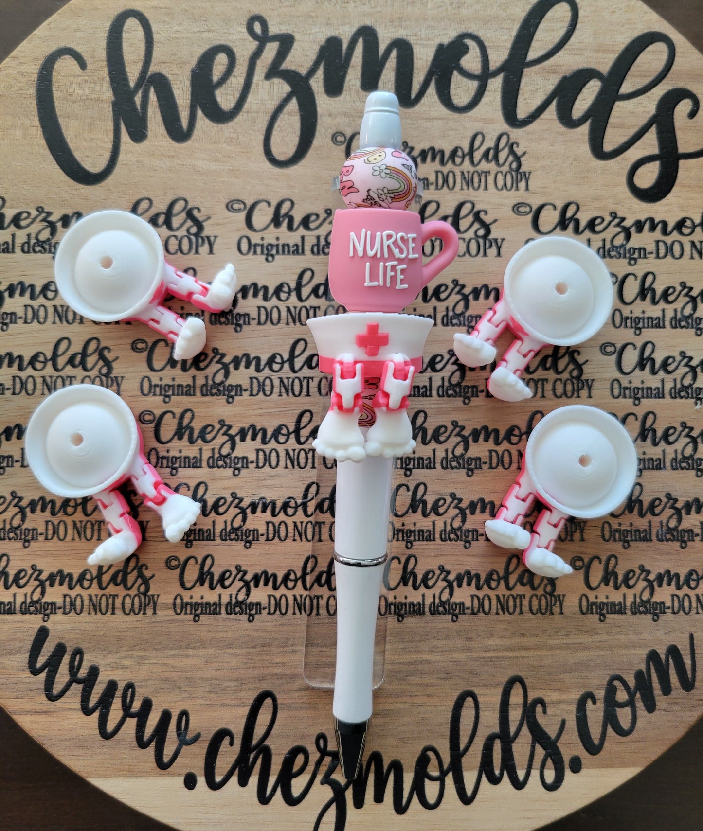 CE 3d printed focal Bead- Nurse hat kicker ( flexy feet )