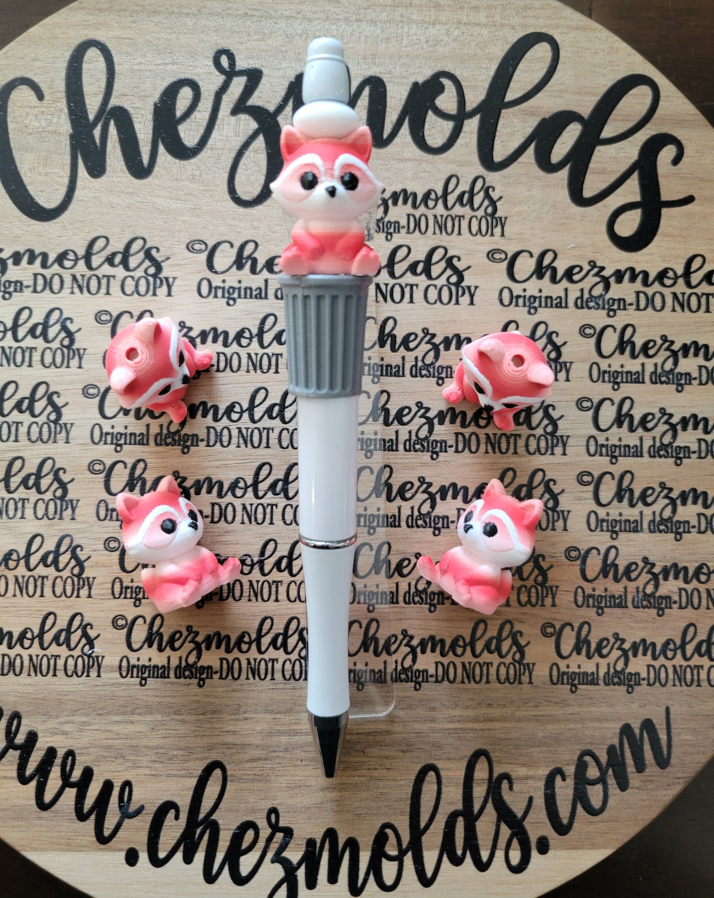 CE 3d printed focal bead-3d cutie raccoon- limited velvet love