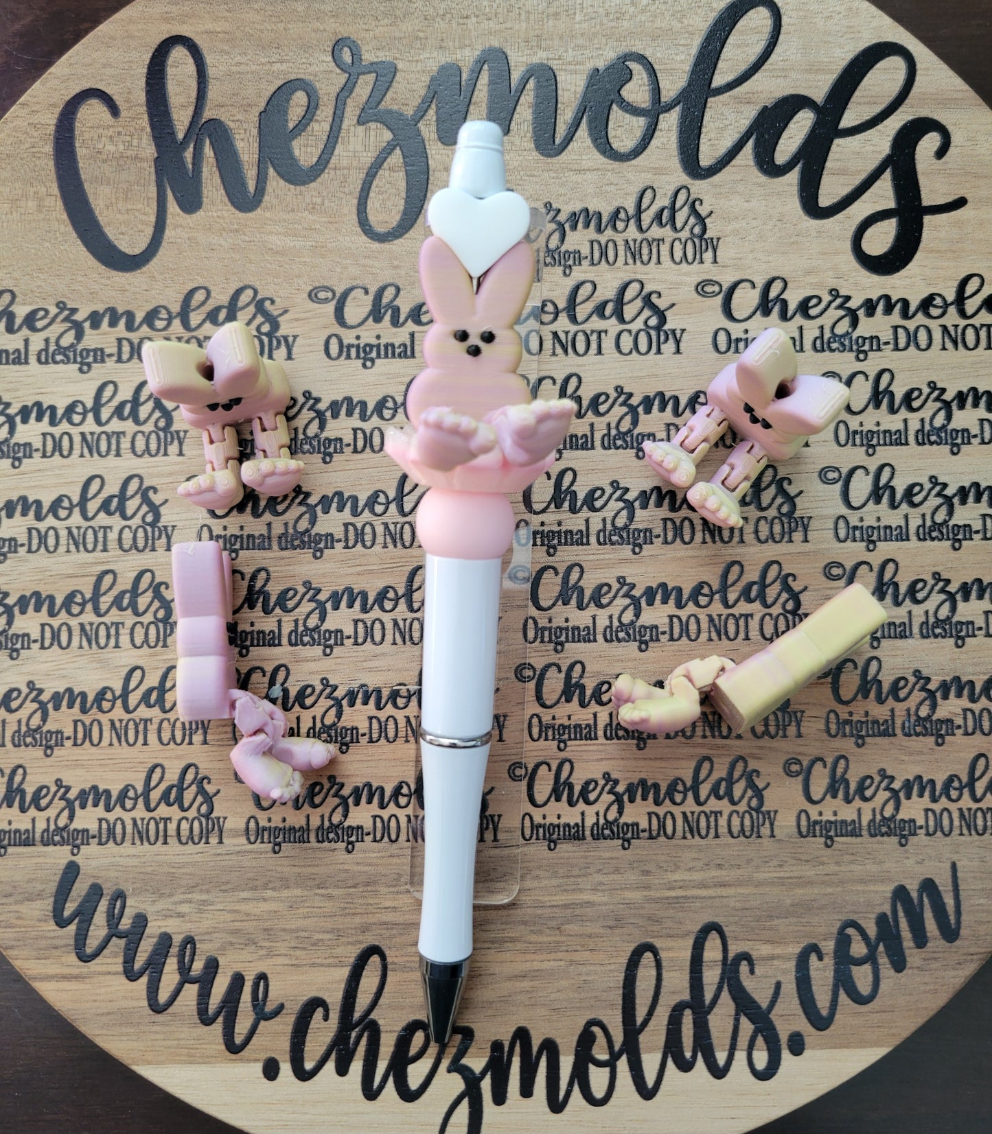 CE 3d printed focal bead- Rosey gold peep kicker ( flexy feet )