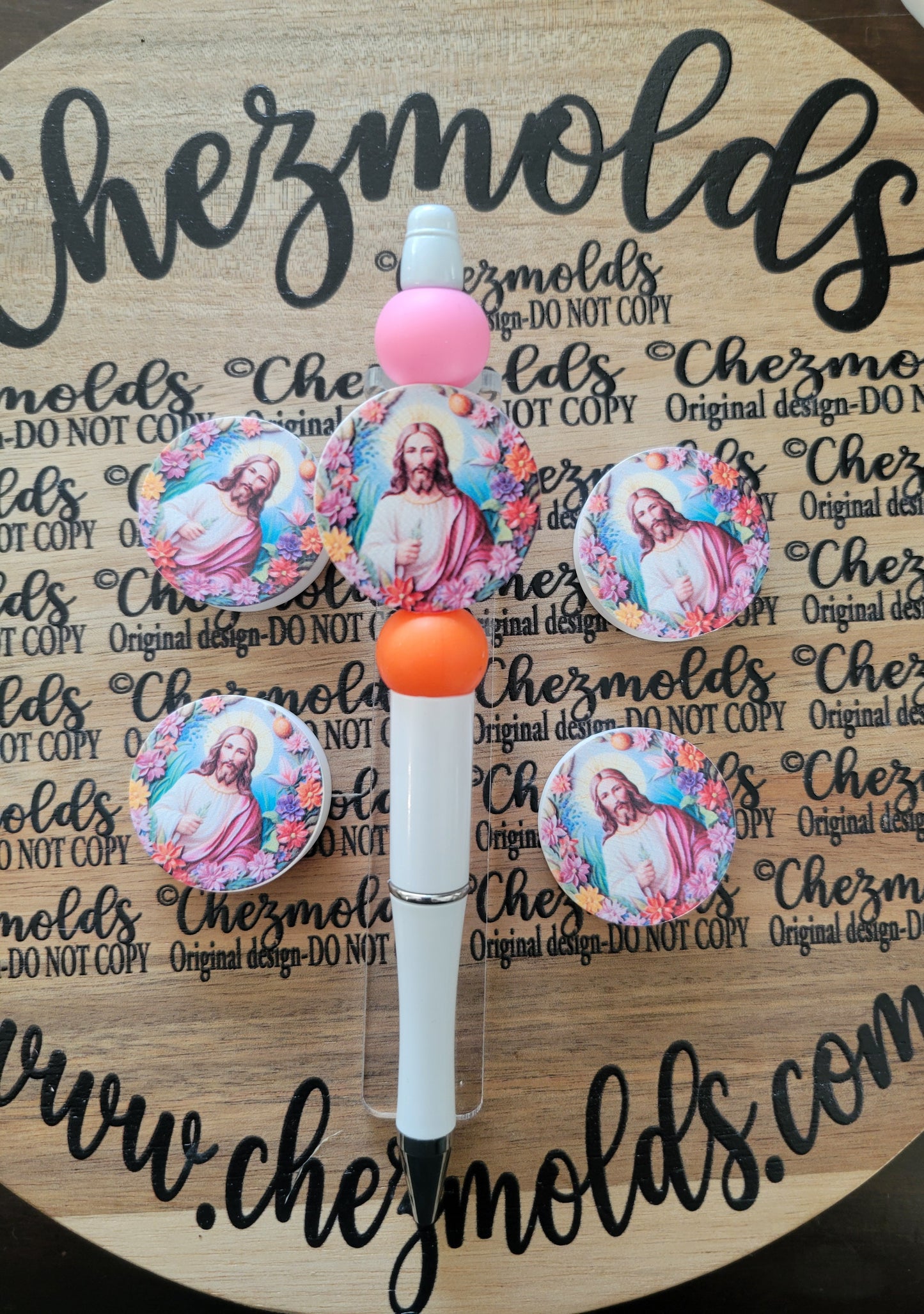 CE 3d printed focal Bead-Jesus in flowers