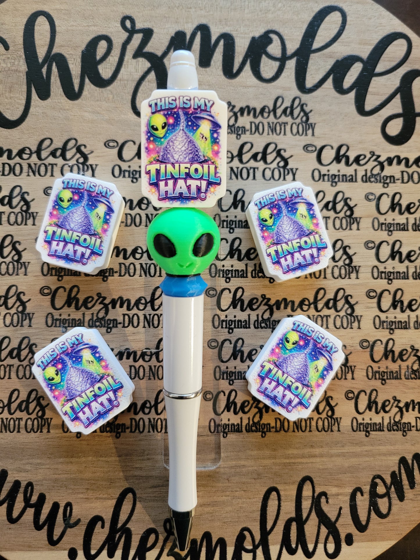 CE 3d printed focal Bead- Alien Tin foil hat- CG exclusive design