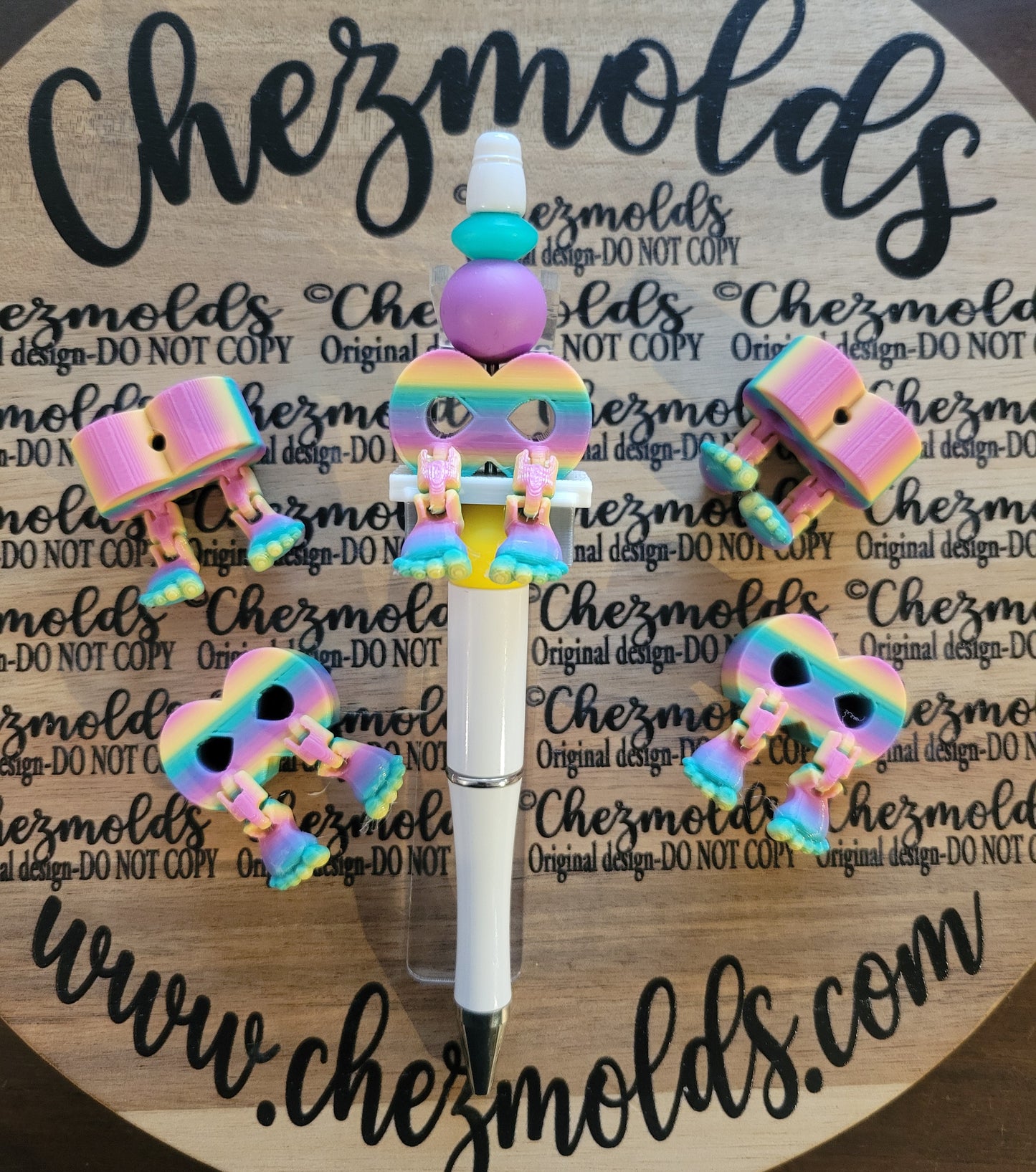 CE 3d printed focal bead-Rainbow infinity kicker ( flexy feet )