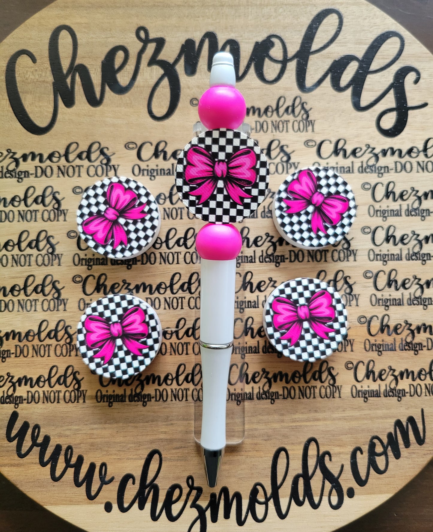 CE 3d printed focal Bead-Checkered bow round