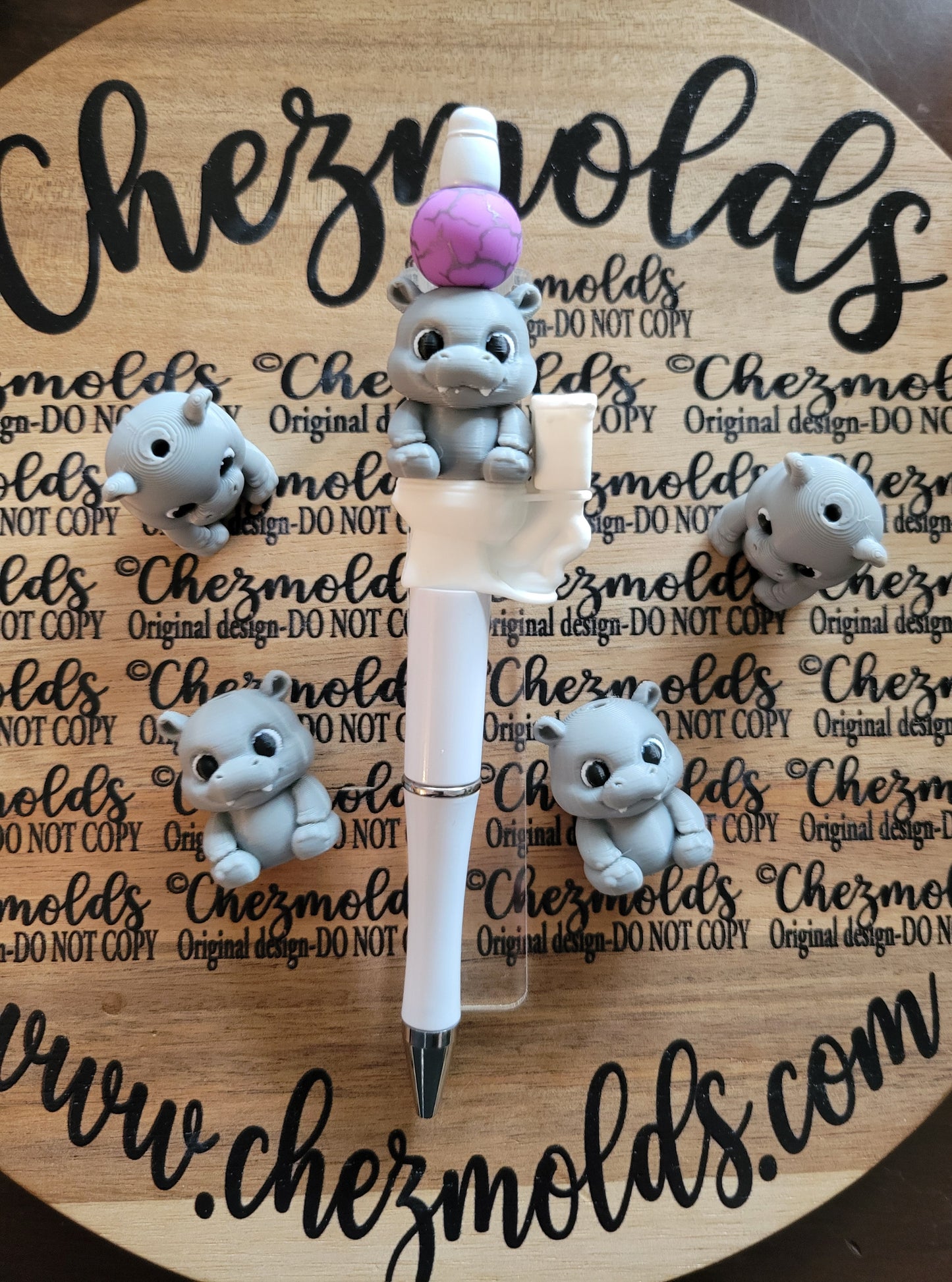 CE 3d printed focal Bead-3d cutie hippo NONK