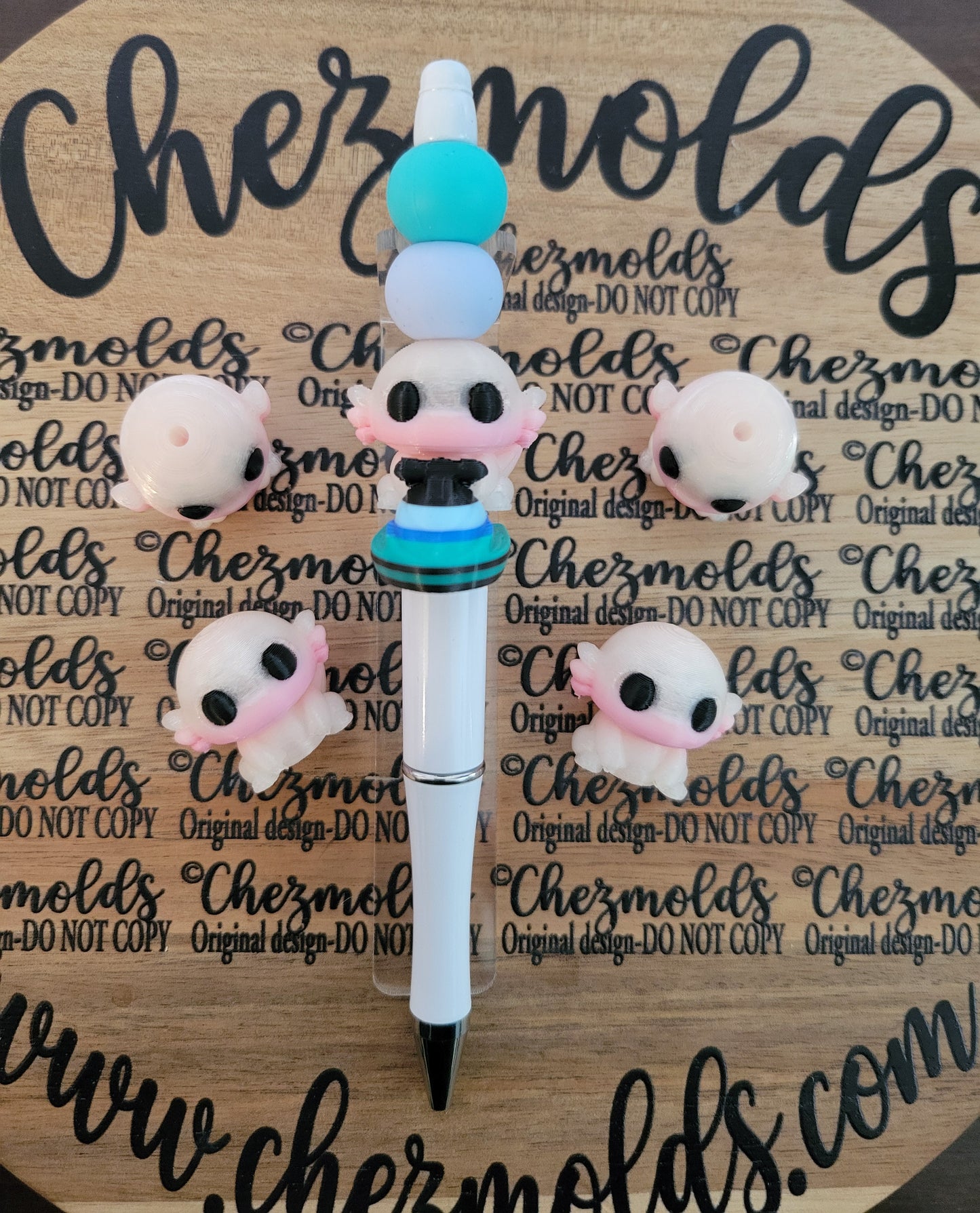 CE 3d printed focal Bead-3d baby Axolotl NONK