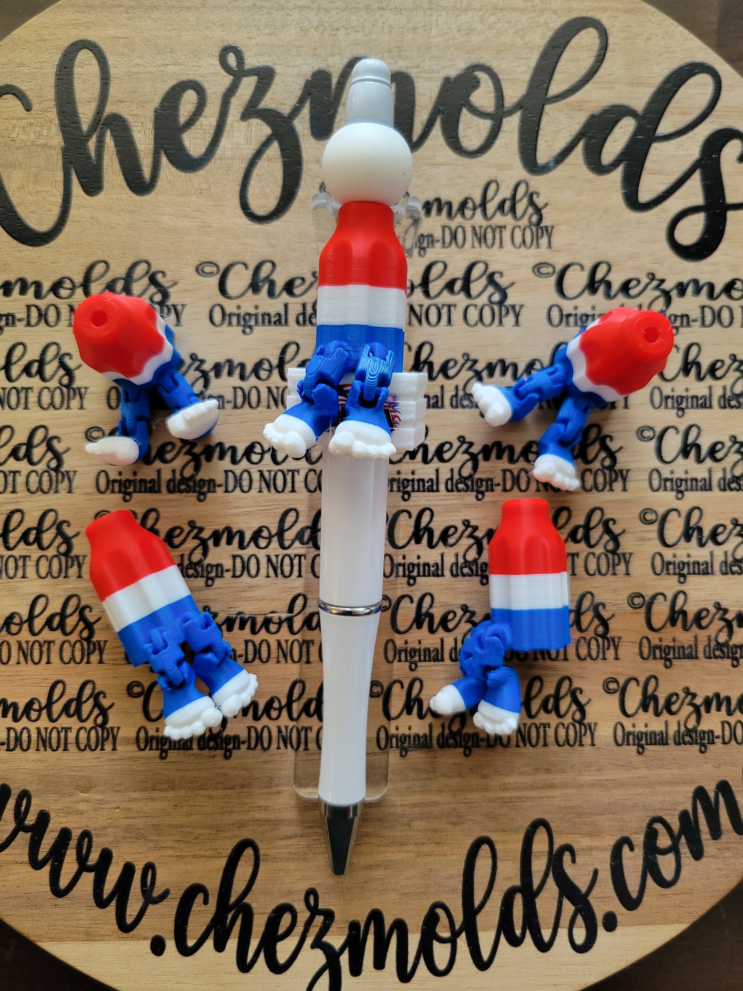 CE 3d printed focal Bead- Bom* Pop Kicker ( flexy feet)