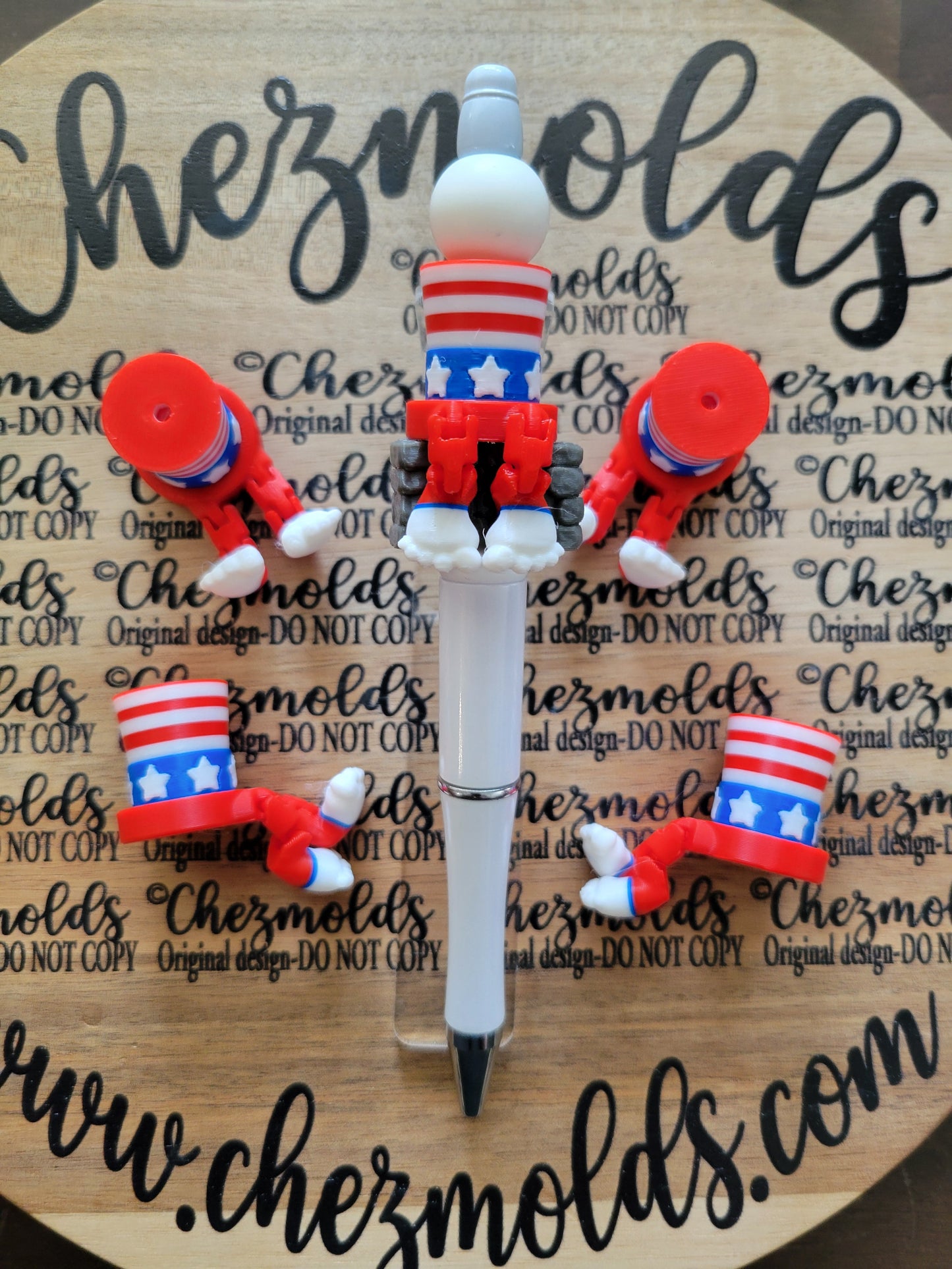 CE 3d printed focal Bead- America hat Kicker ( flexy feet)