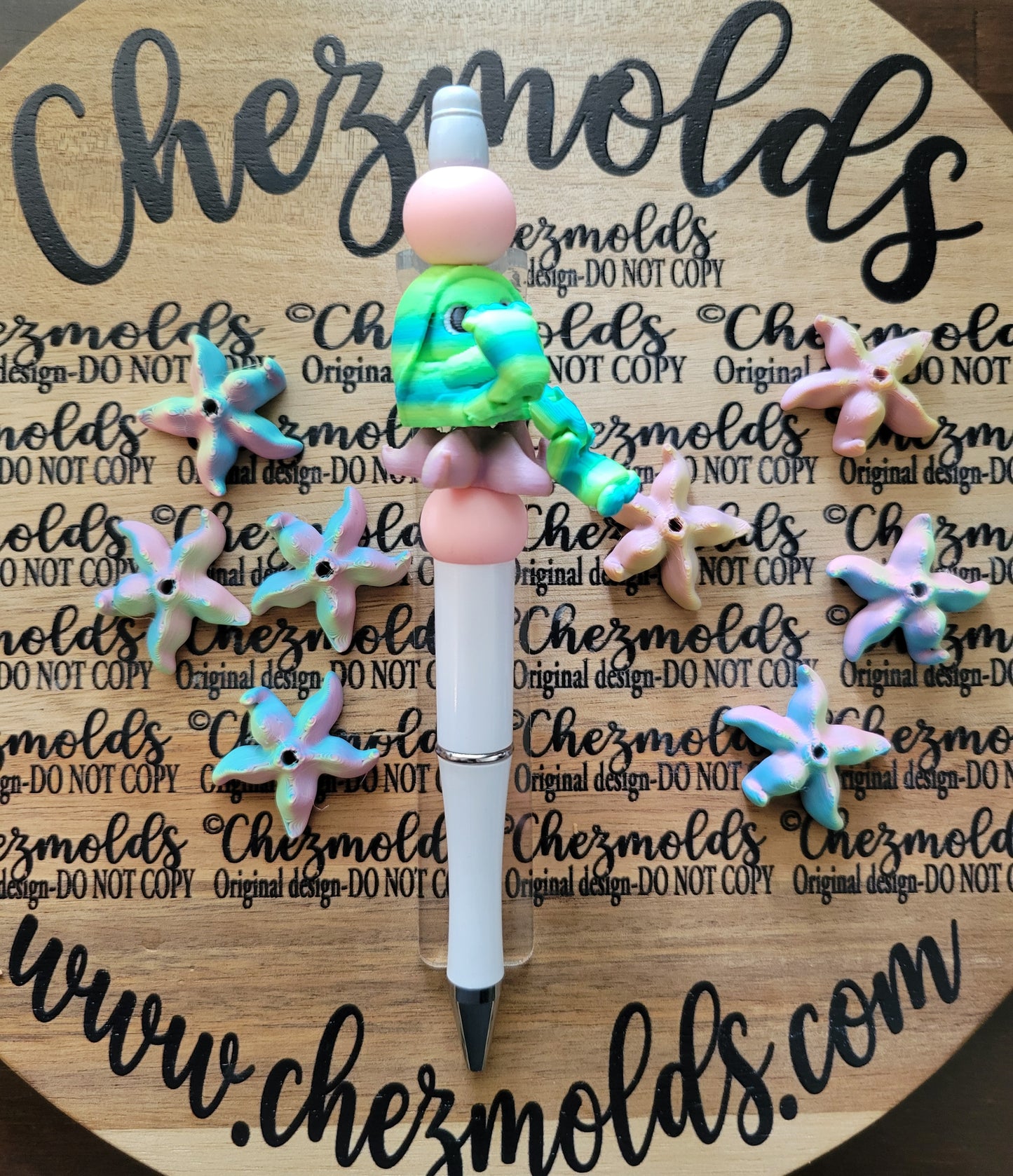 CE 3d printed focal Bead-Starfish -multicolor