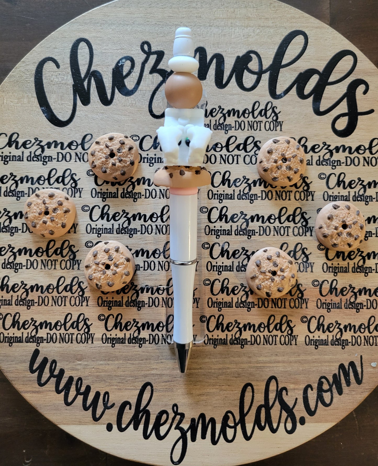 CE 3d printed focal Bead-3d chocolate chip cookie