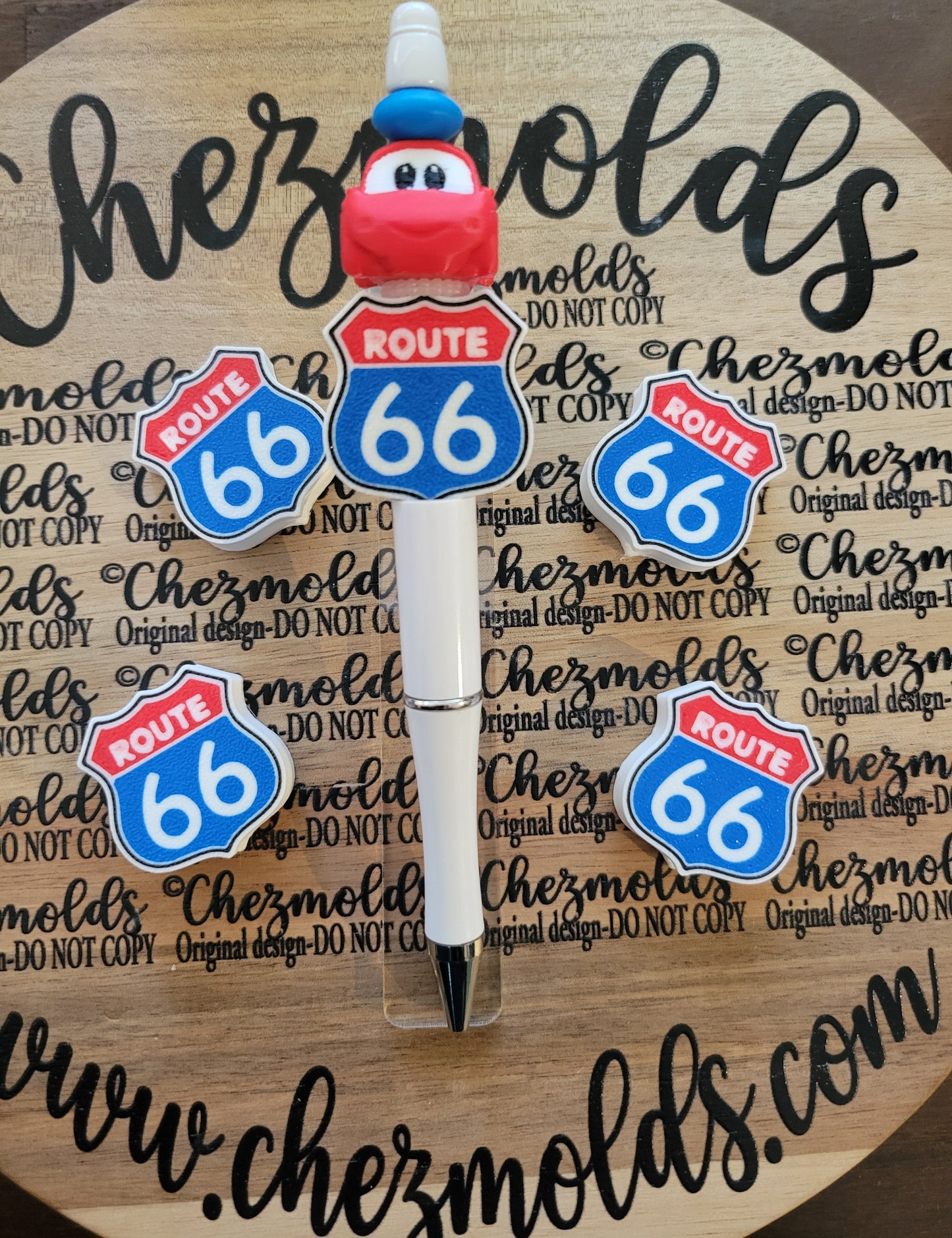 CE 3d printed focal Bead- route 66 sign