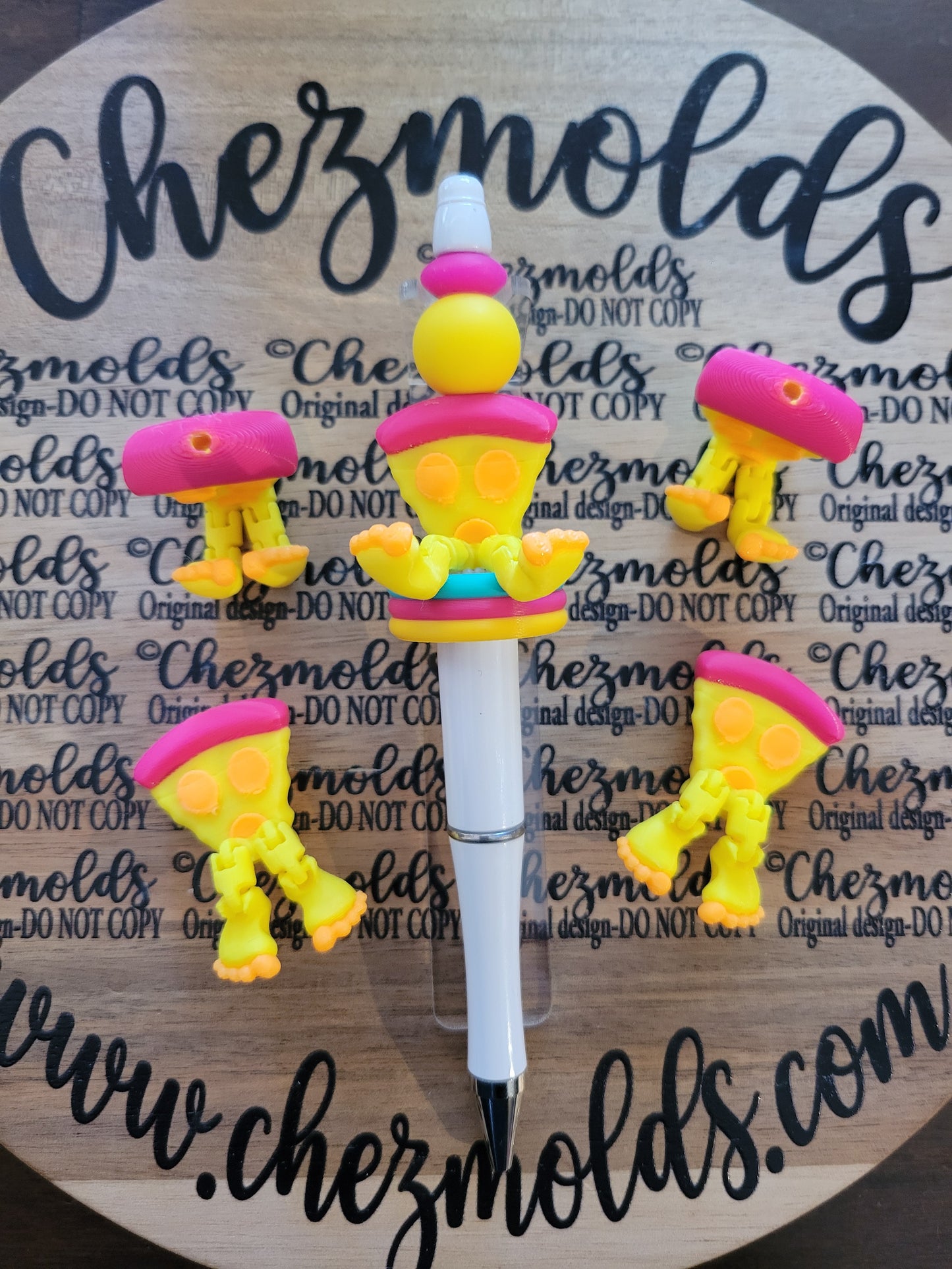 CE 3d printed focal bead- neon pizza kicker ( flexy feet )