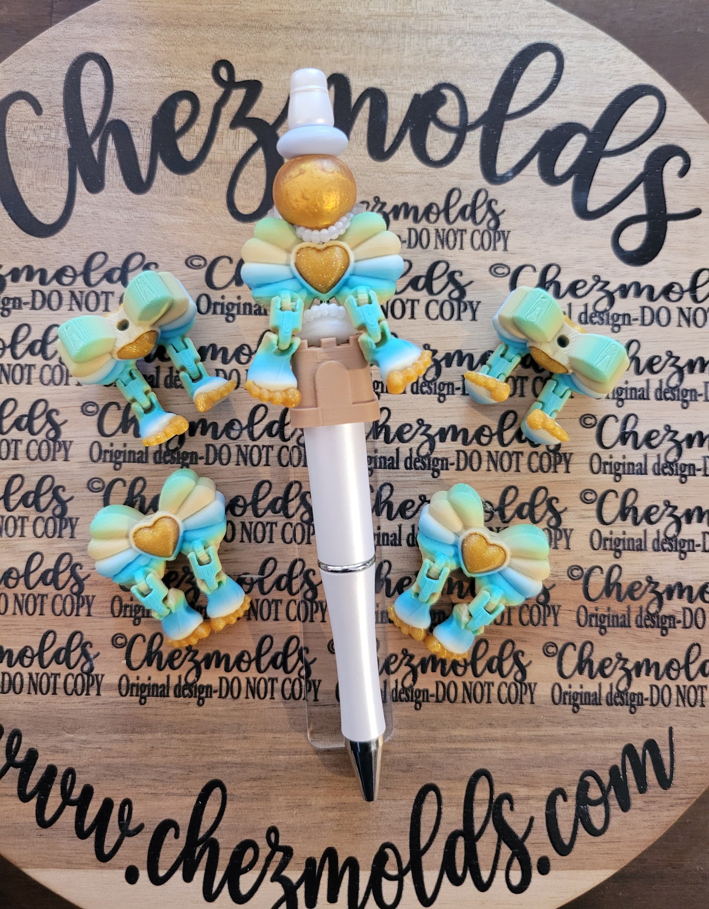 CE 3d printed focal bead- Heart of the ocean shell bow kicker ( flexy feet )