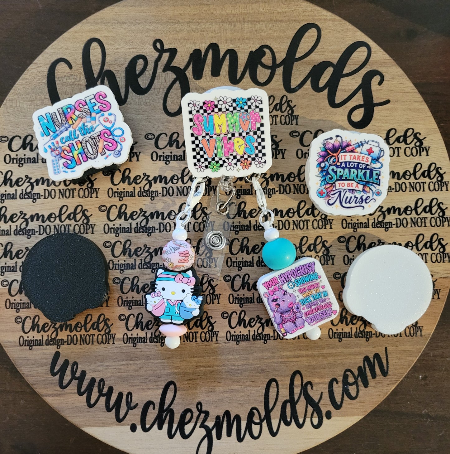 Beadable 3d printed - Single Badge Cover with 2 jump ring holes