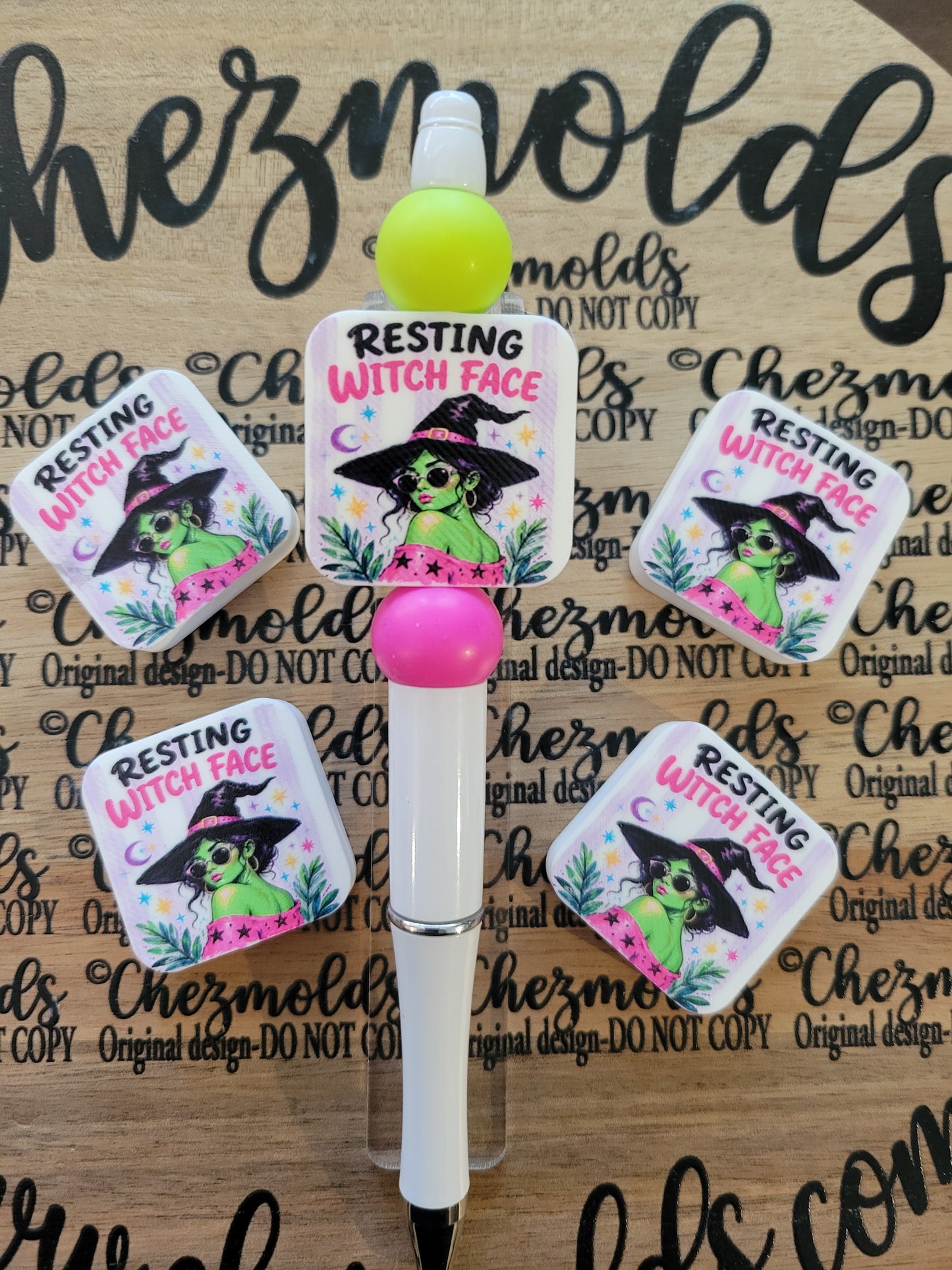 CE 3d printed focal Bead-Resting witch face