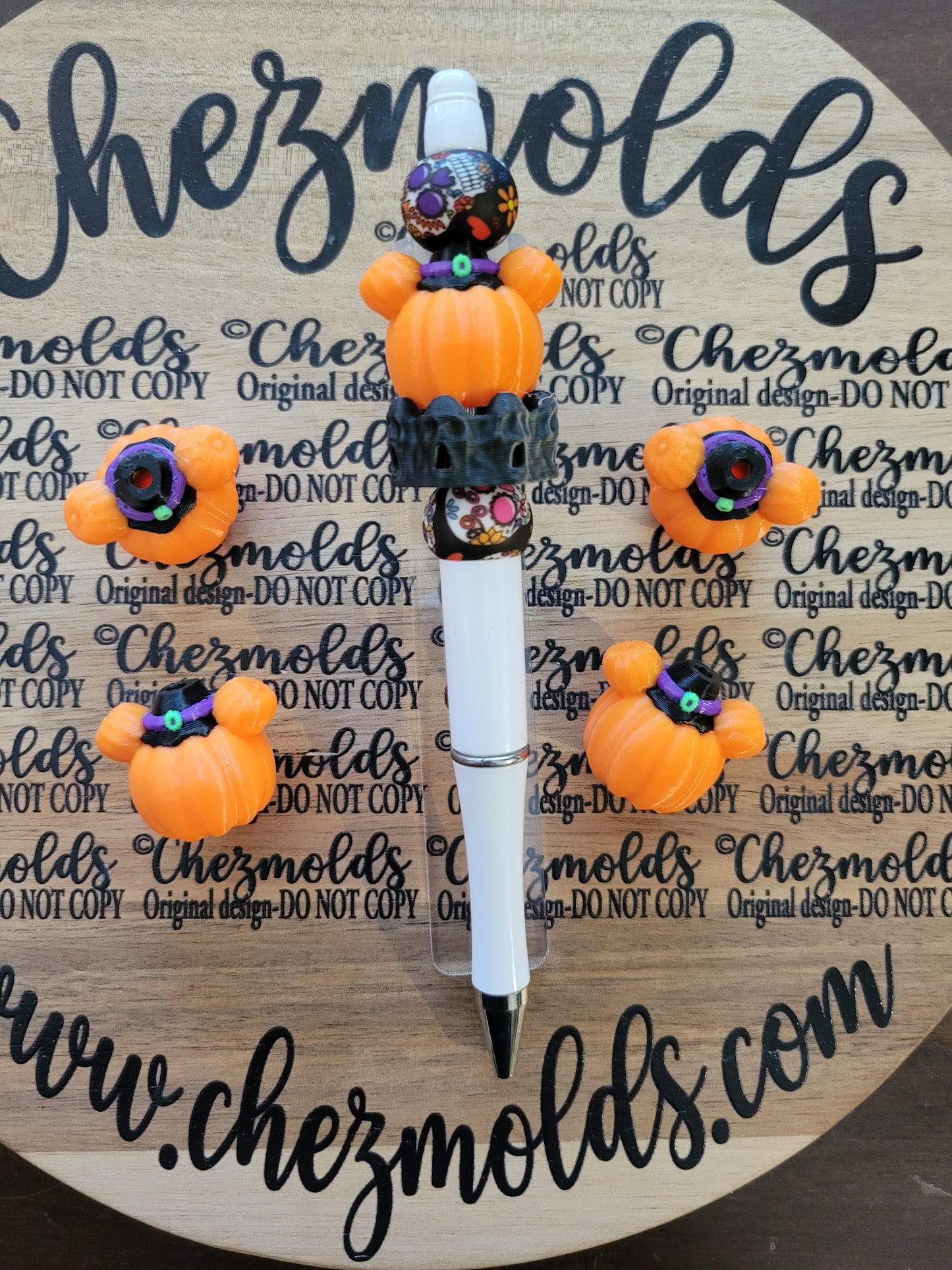 CE 3d printed focal Bead- 3D Pumpkin witch hat NONK
