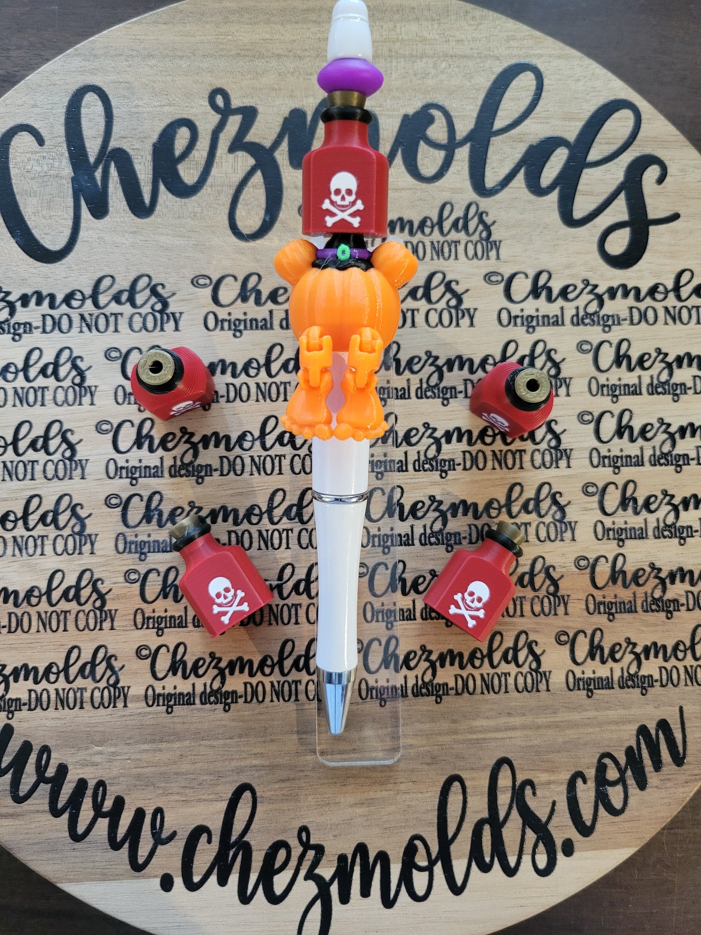 CE 3d printed focal Bead- red poison bottle