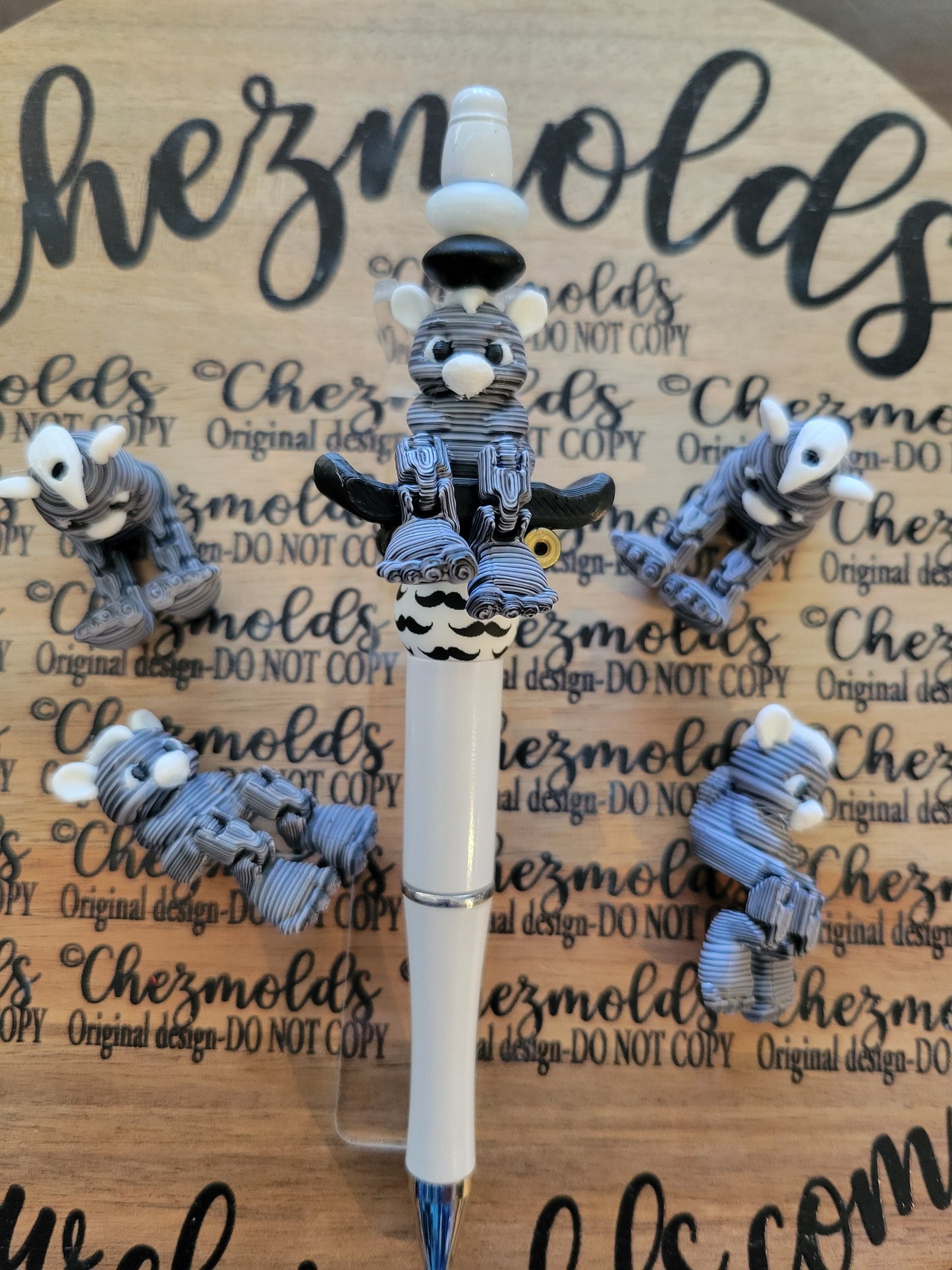 CE 3d printed focal bead-Cutie Zebra kicker ( flexy feet )