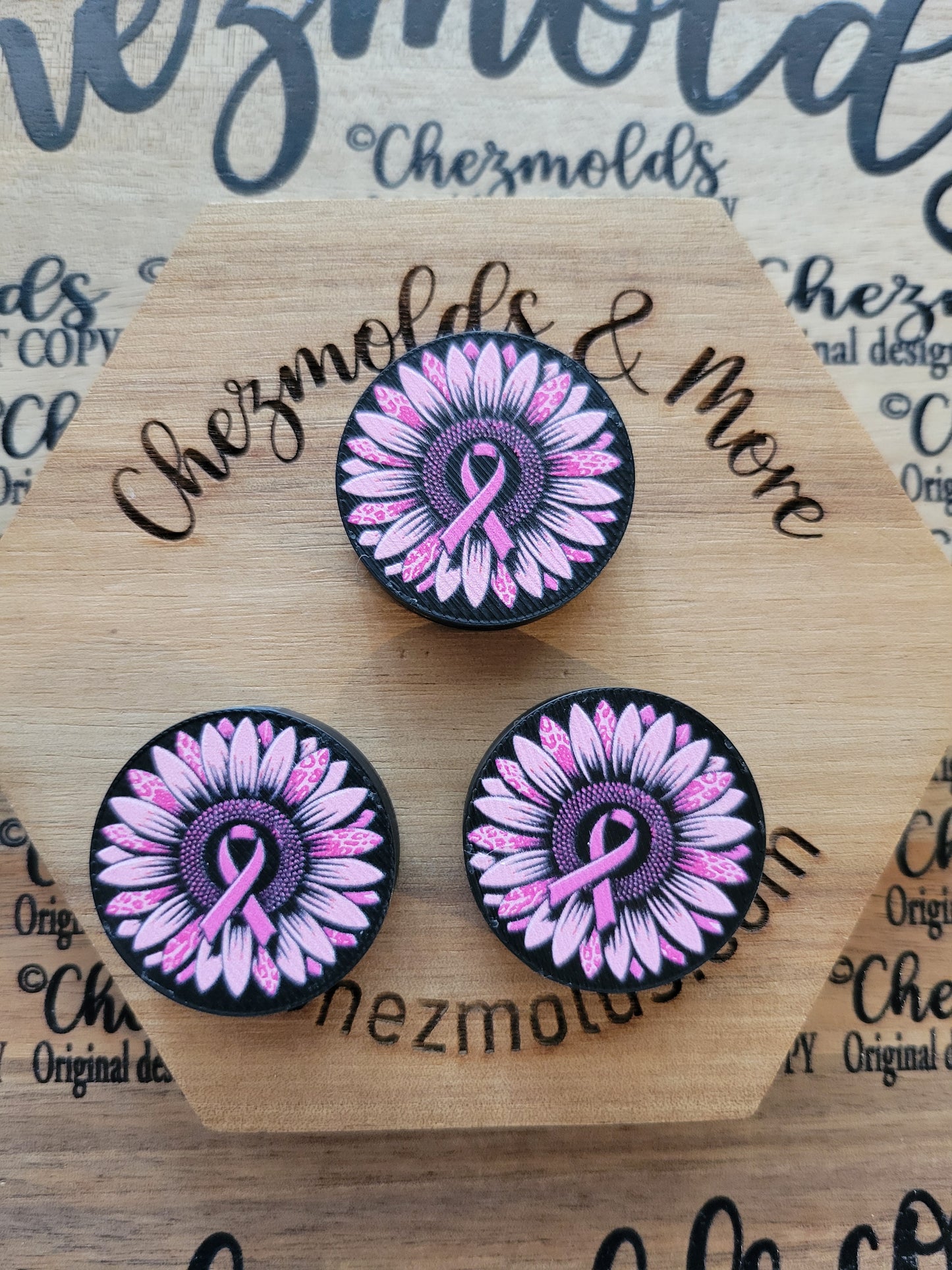 CE 3d printed focal Bead-pink BC sunflower