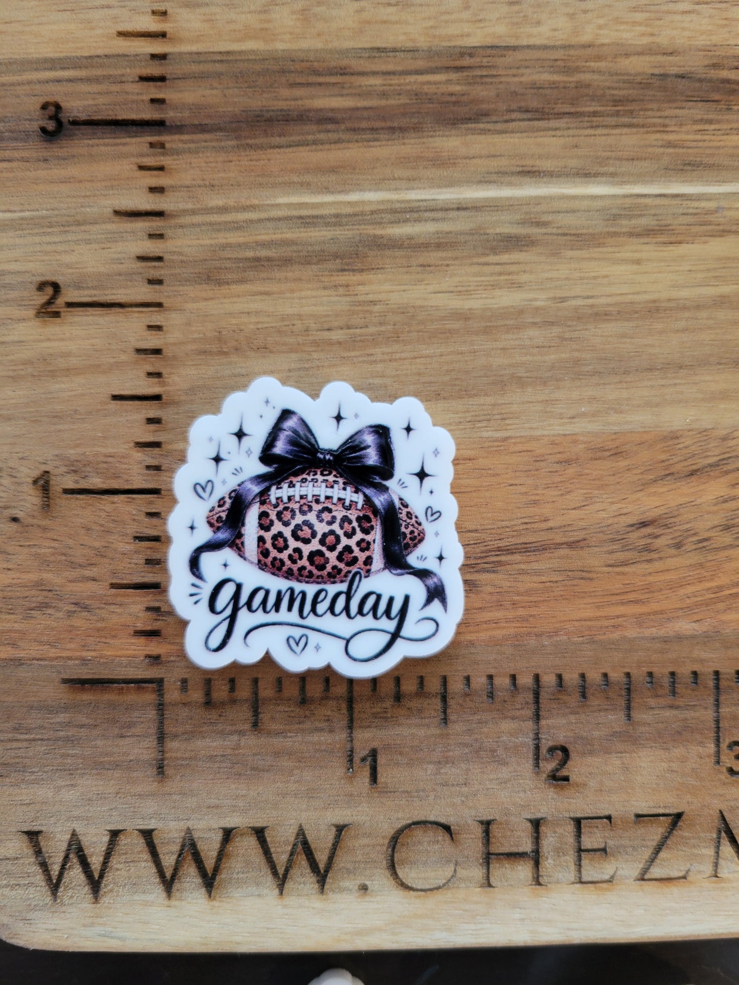 uv printed acrylic flatback-football black bow